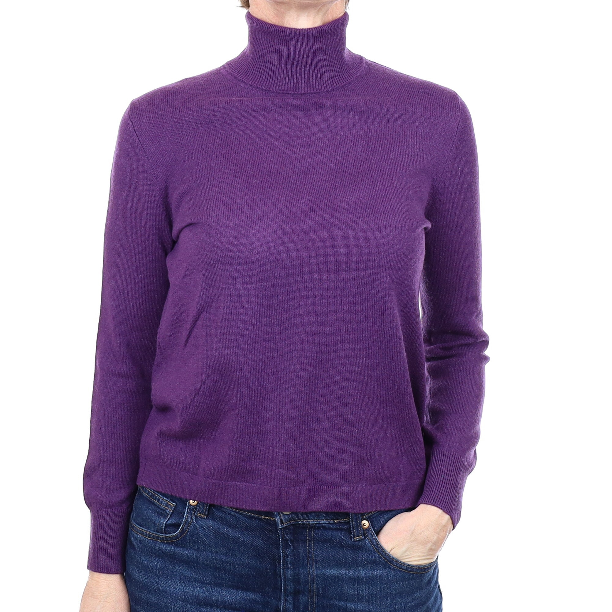 Iris Purple Cashmere Polo Neck Jumper Small