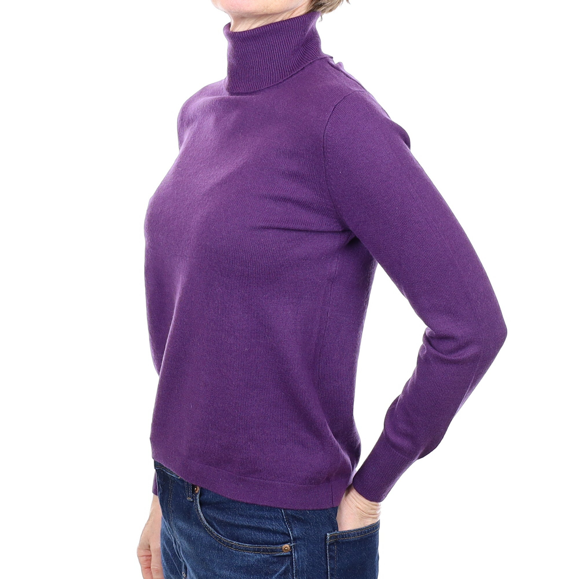 Iris Purple Cashmere Polo Neck Jumper Small