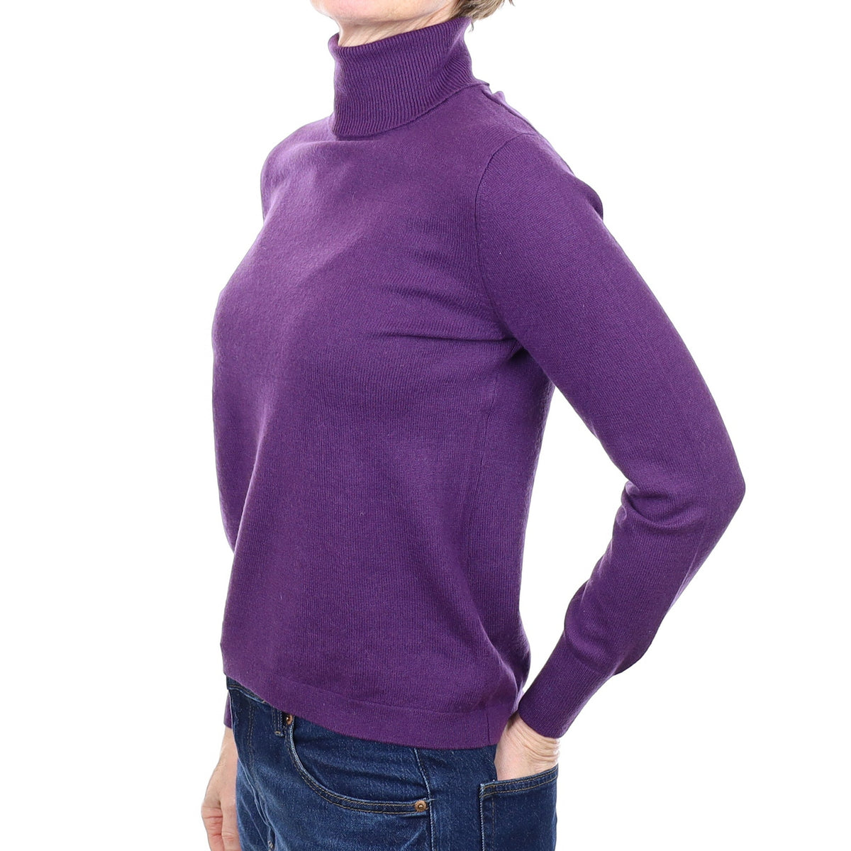 Iris Purple Cashmere Polo Neck Jumper Small