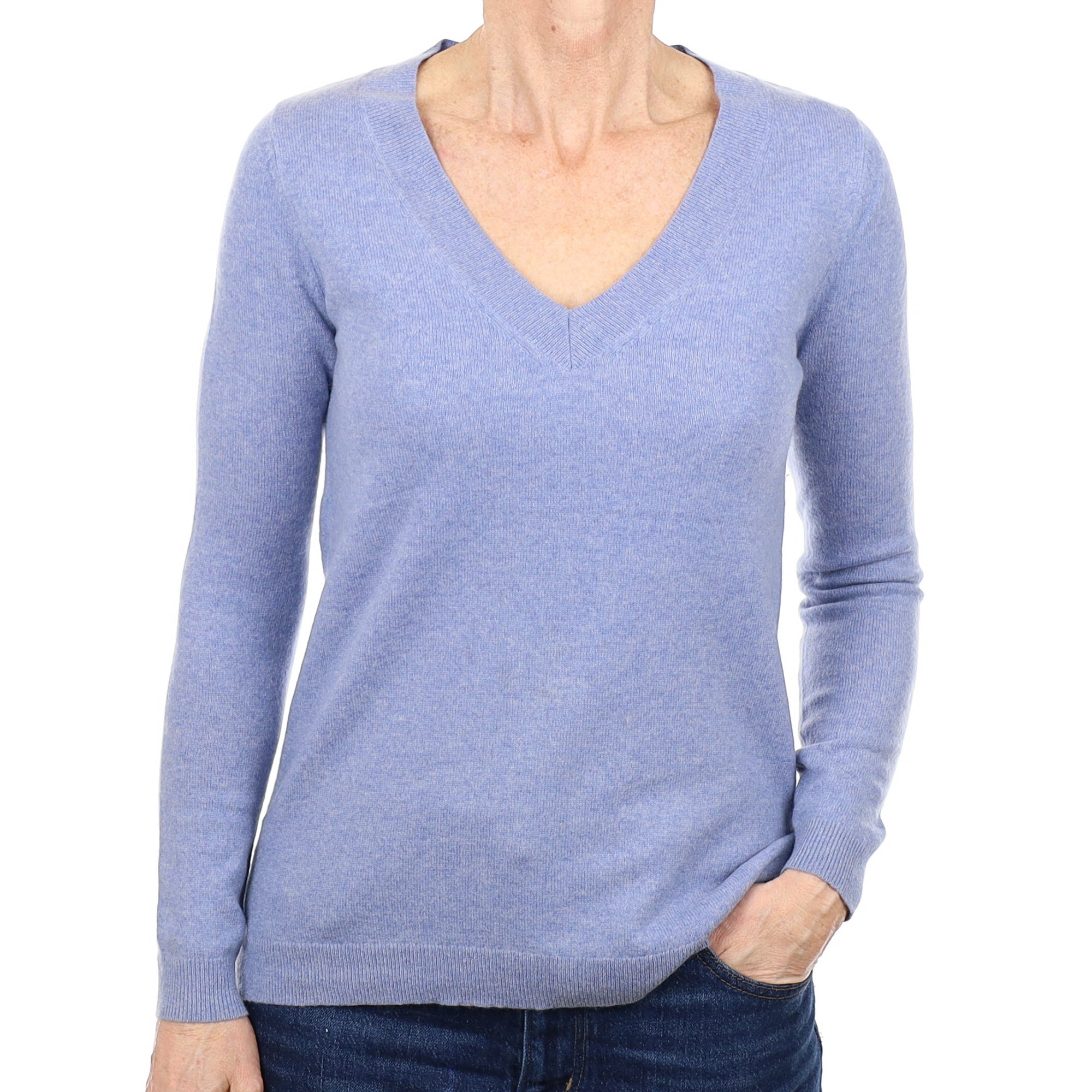 Sky Blue Cashmere V Neck Jumper Small