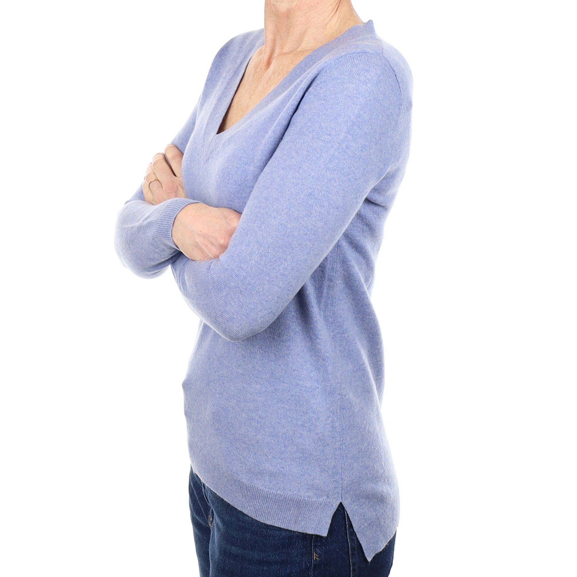 Sky Blue Cashmere V Neck Jumper Small