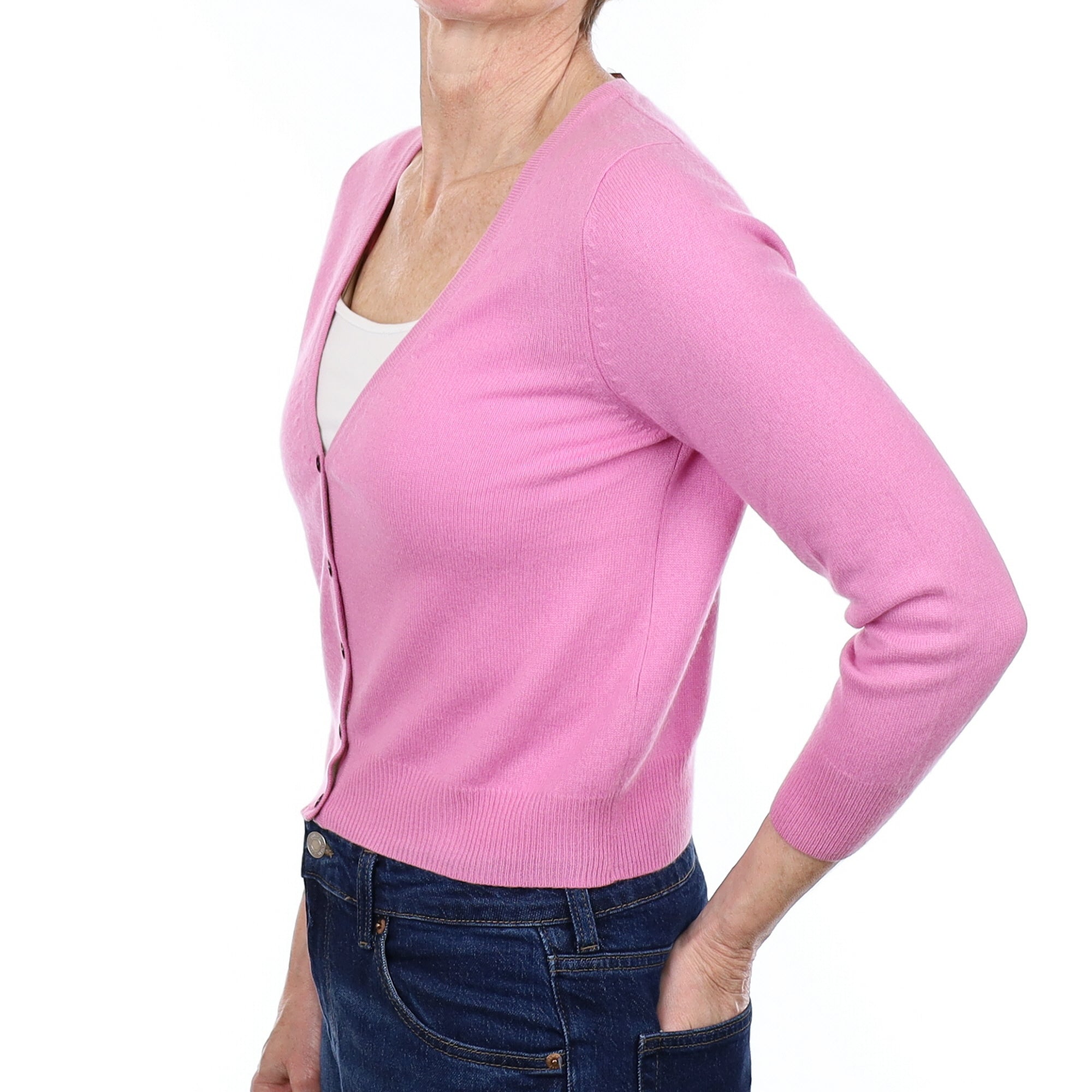 Fox Glove Pink Cashmere V Neck Cardigan Small