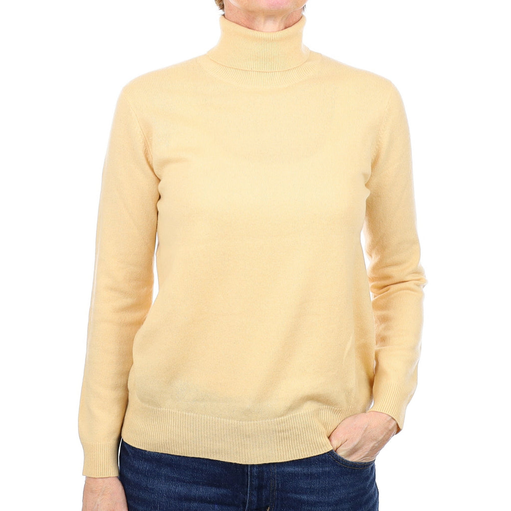 Pale Apricot Cashmere Polo Neck Jumper Small
