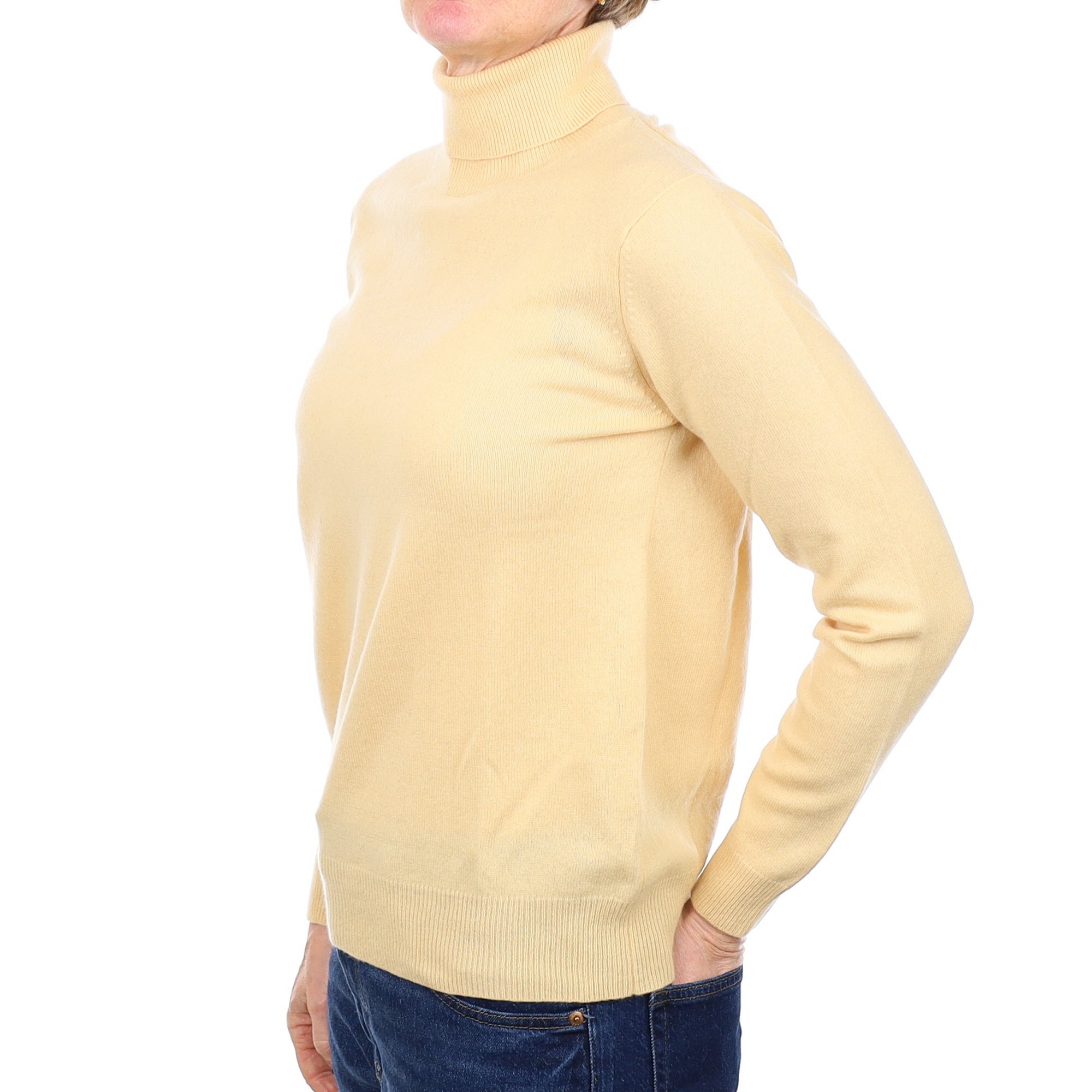 Pale Apricot Cashmere Polo Neck Jumper Small