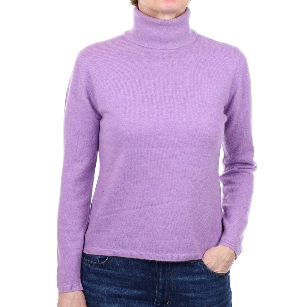 Lavender Purple Cashmere Polo Neck Jumper Small