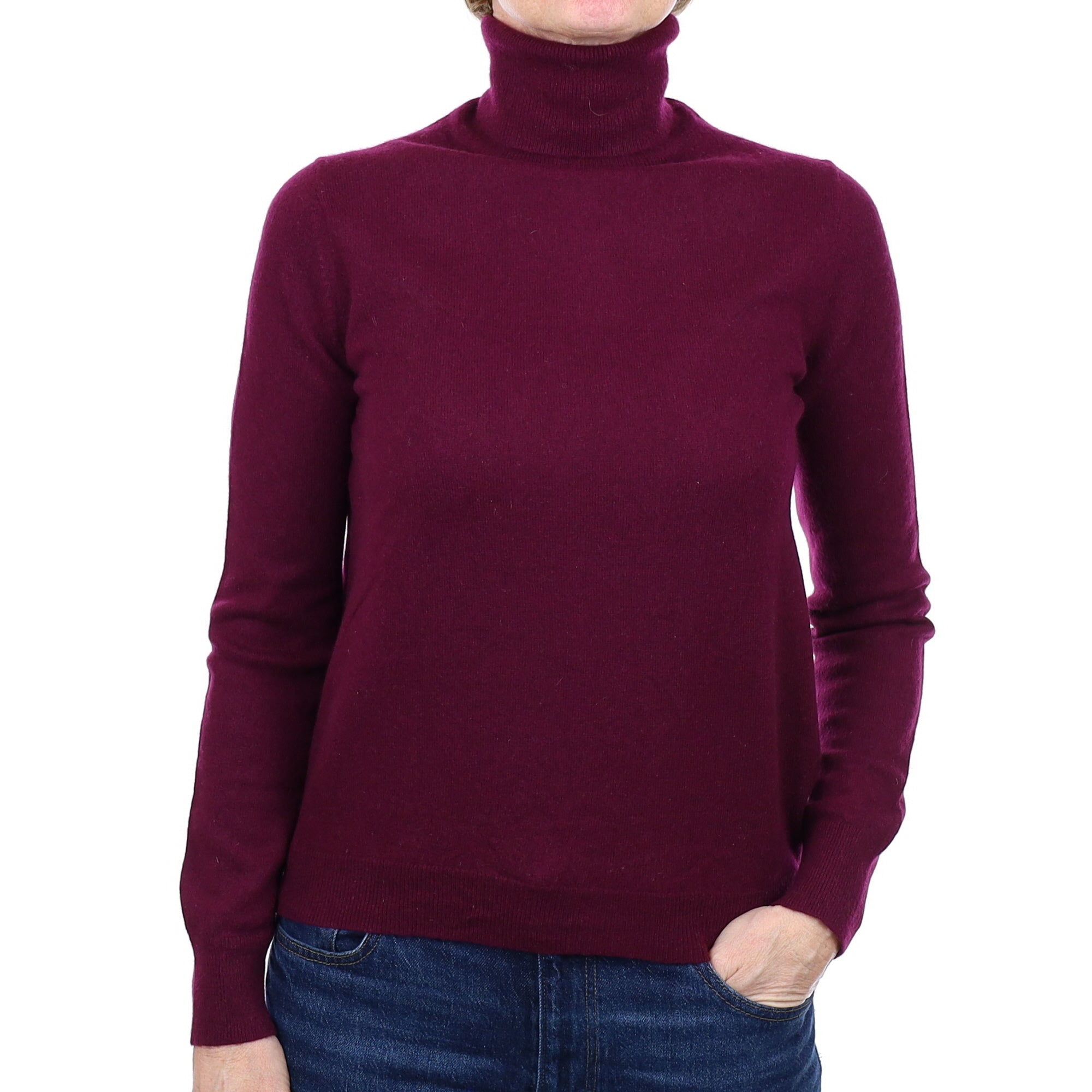 Mulberry Purple Cashmere Polo Neck Jumper Small