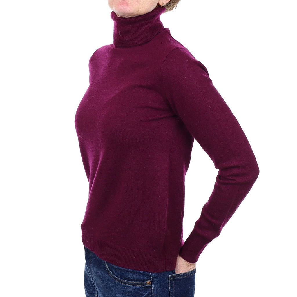 Mulberry Purple Cashmere Polo Neck Jumper Small