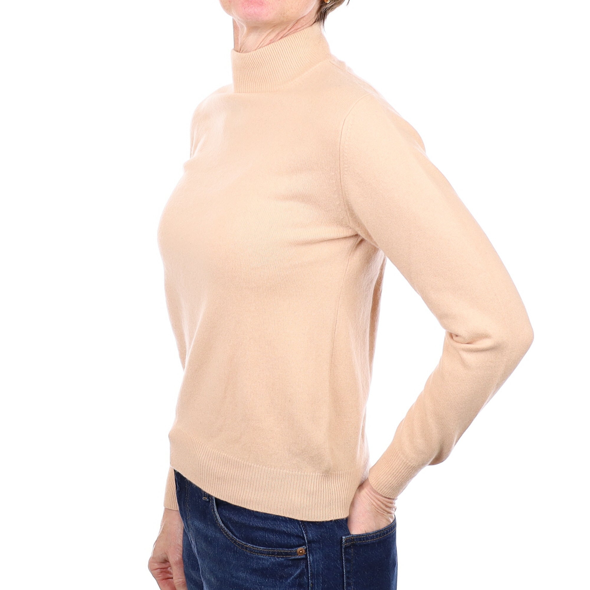 Pale Apricot Cashmere Turtle Neck Jumper Small