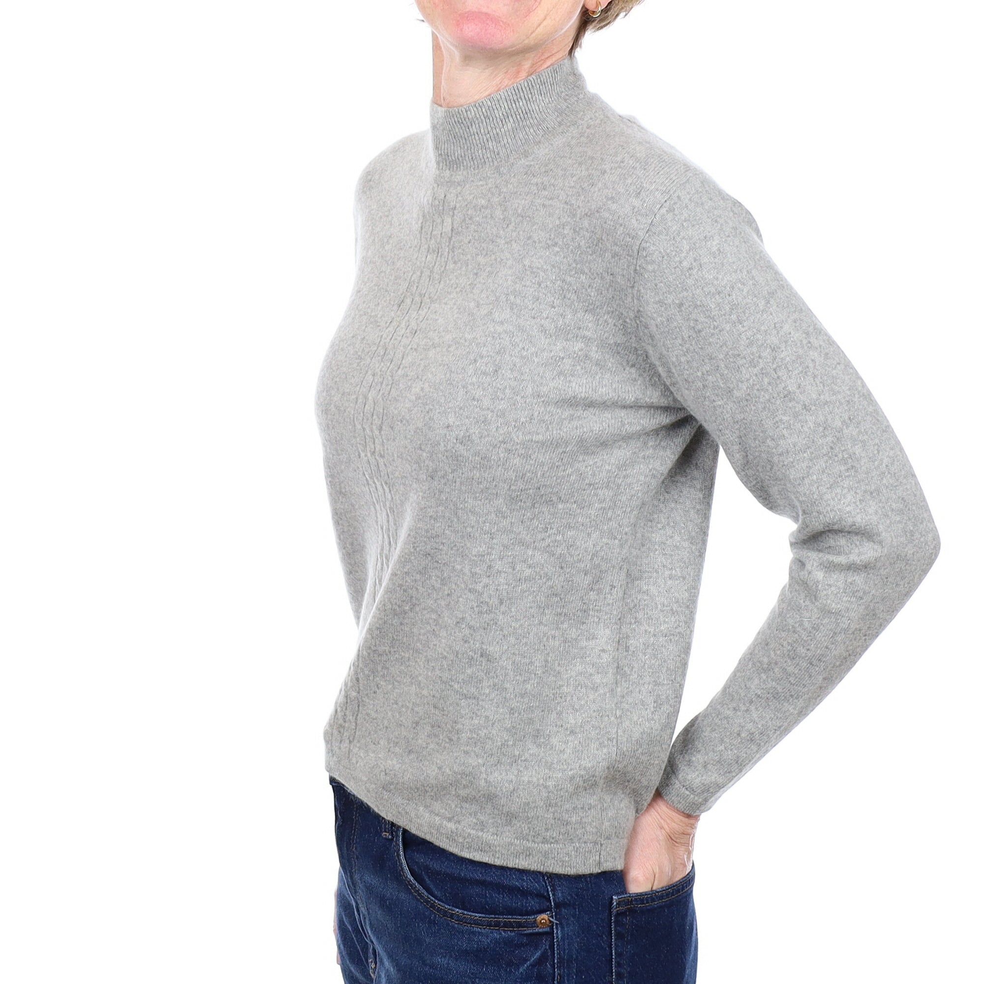 Smoke Grey Cashmere Turtle Neck Jumper Small