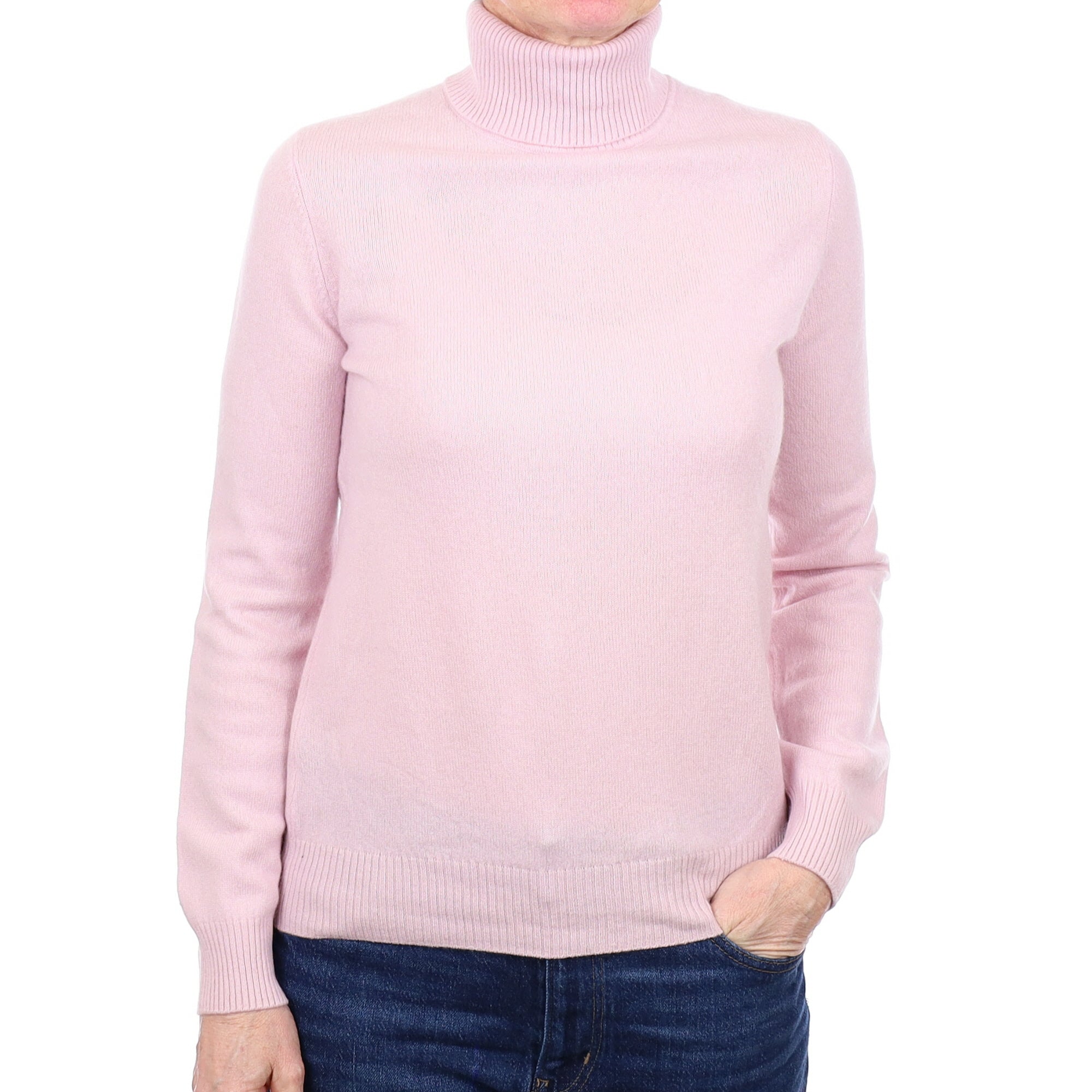 Thistle Purple Cashmere Polo Neck Jumper Small