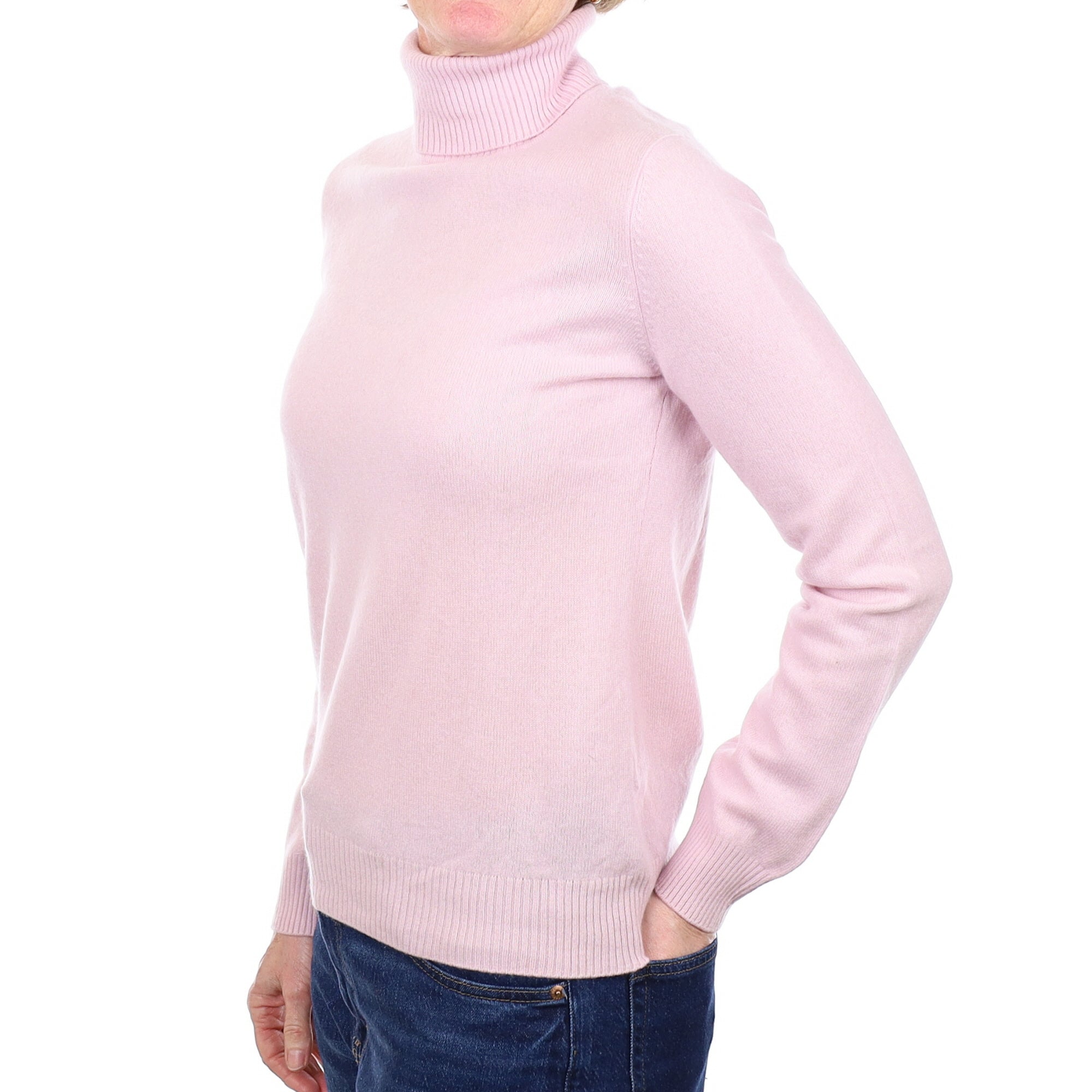 Thistle Purple Cashmere Polo Neck Jumper Small