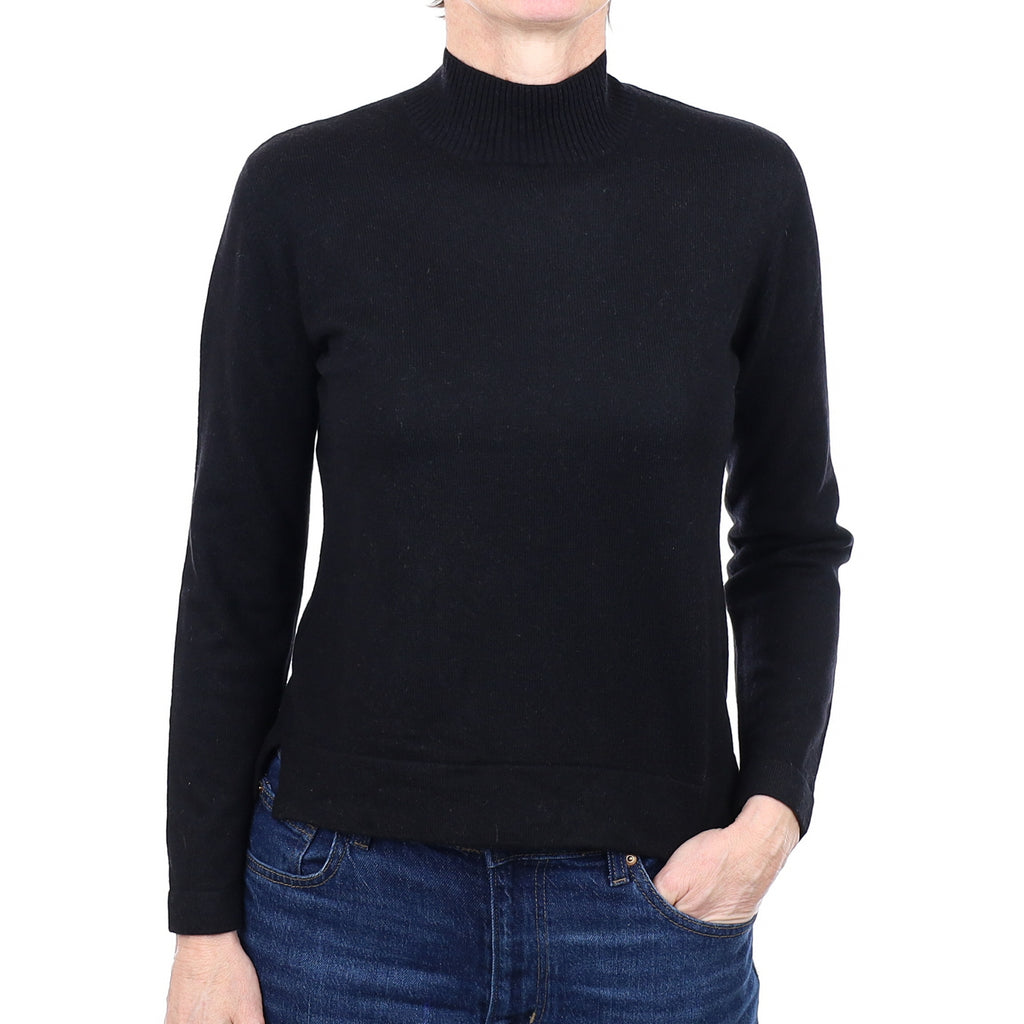 Black Cashmere Polo Neck Jumper Small