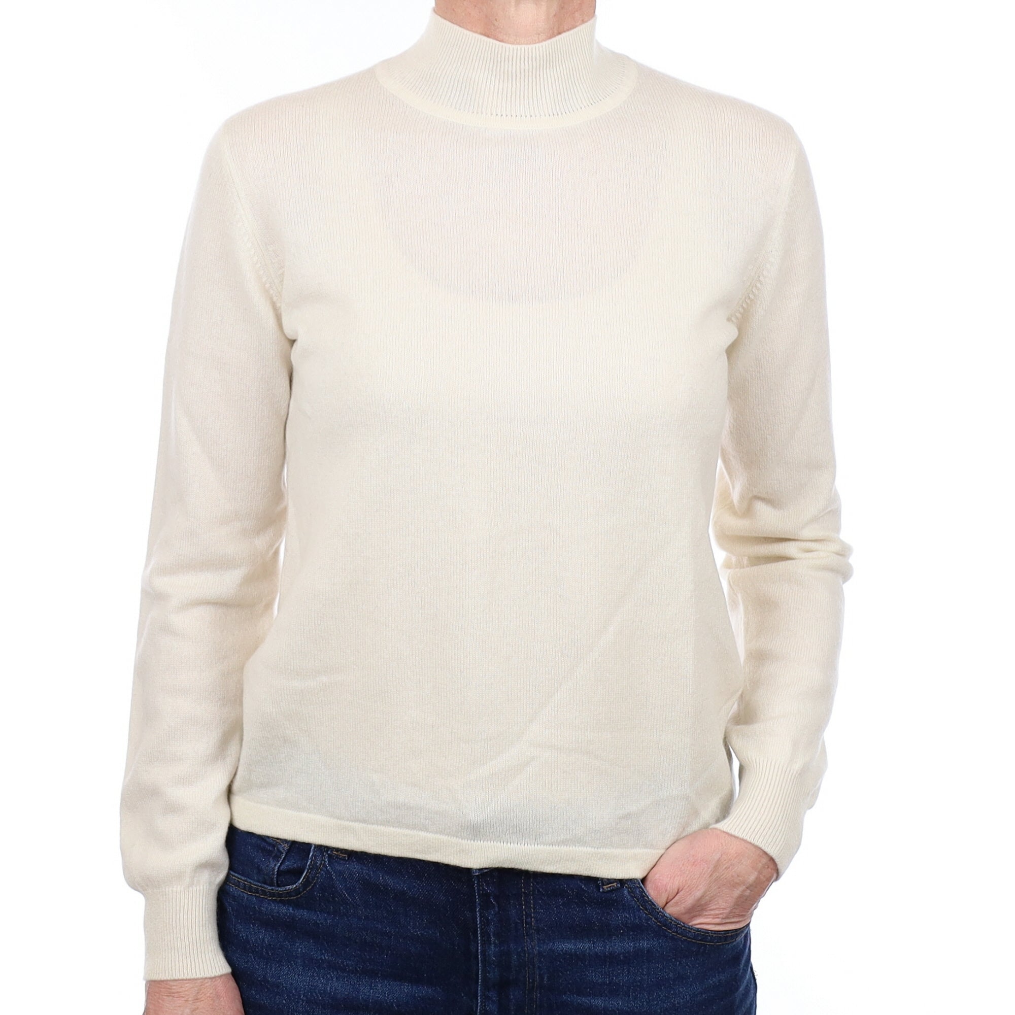 Ivory Cashmere Turtle Neck Jumper Small