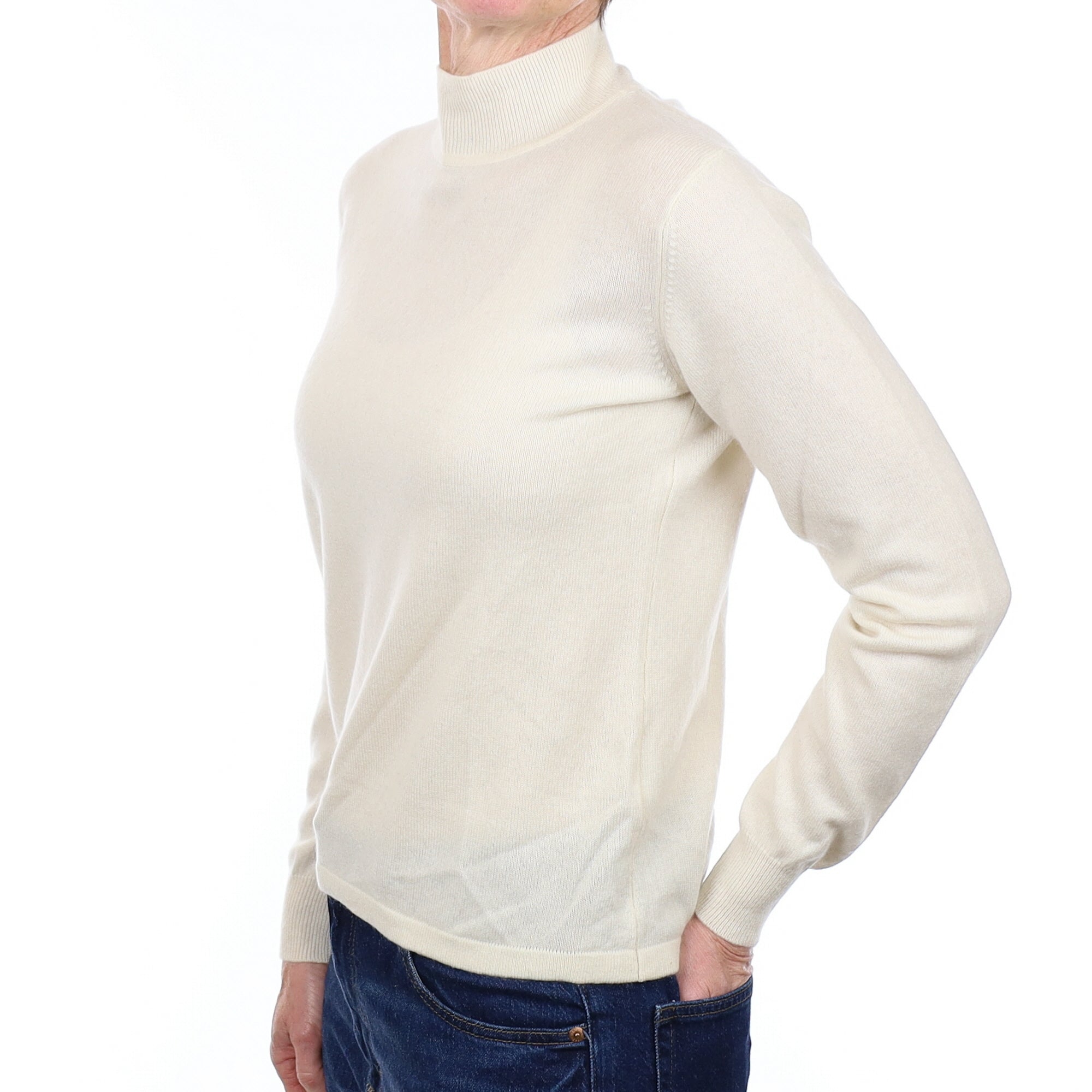 Ivory Cashmere Turtle Neck Jumper Small