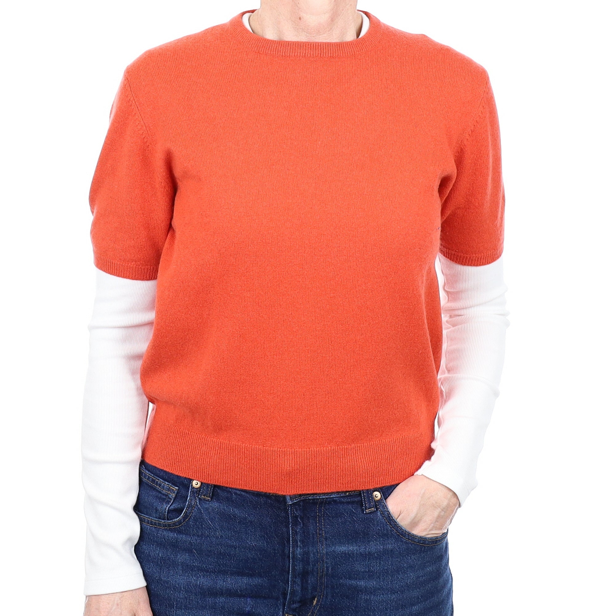 Orange Soda Cashmere Short Sleeved Crew Neck Jumper Small