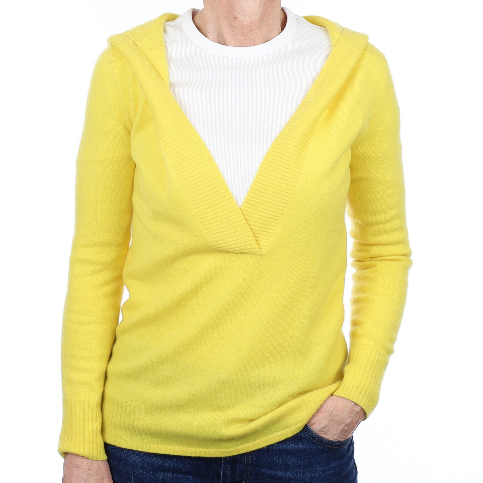 Bright Yellow Cashmere Hoodie Small