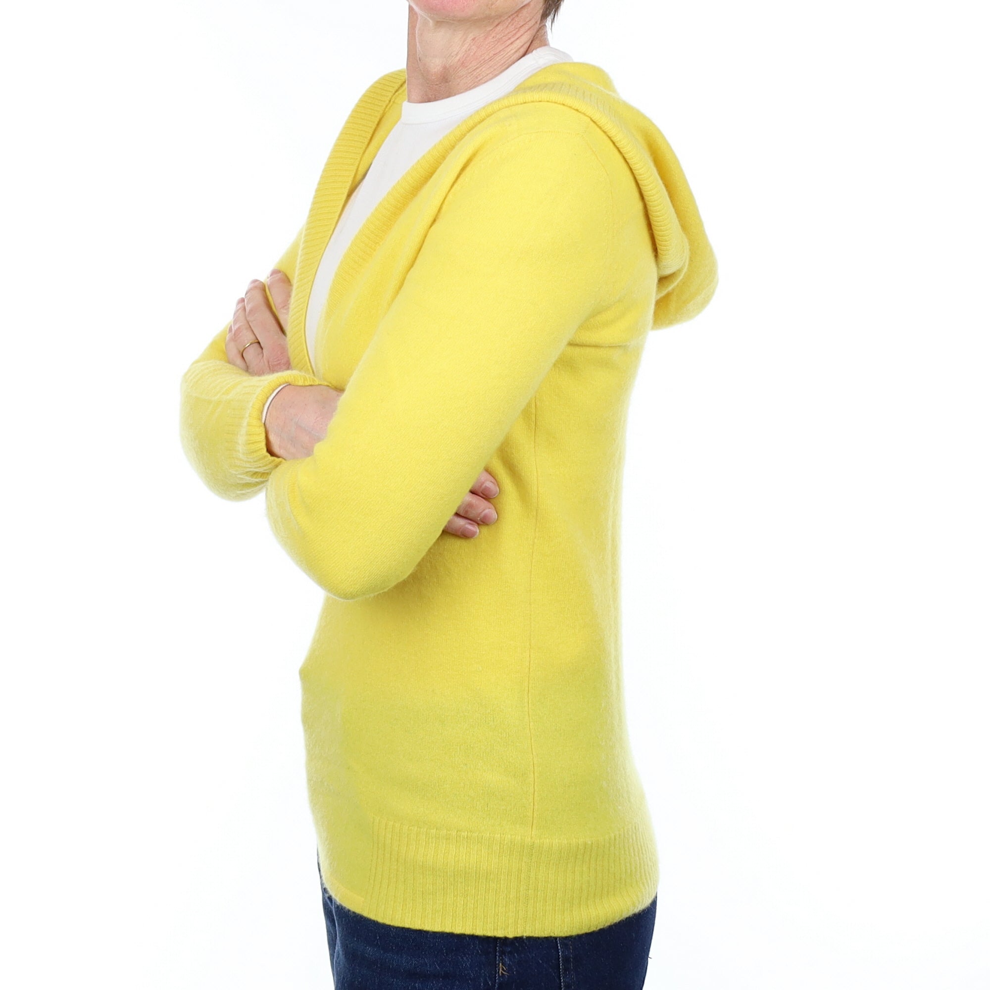 Bright Yellow Cashmere Hoodie Small