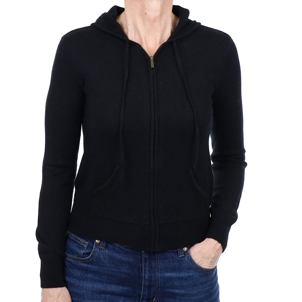 Ralph Lauren Black Cashmere Zip Up Hoodie Small