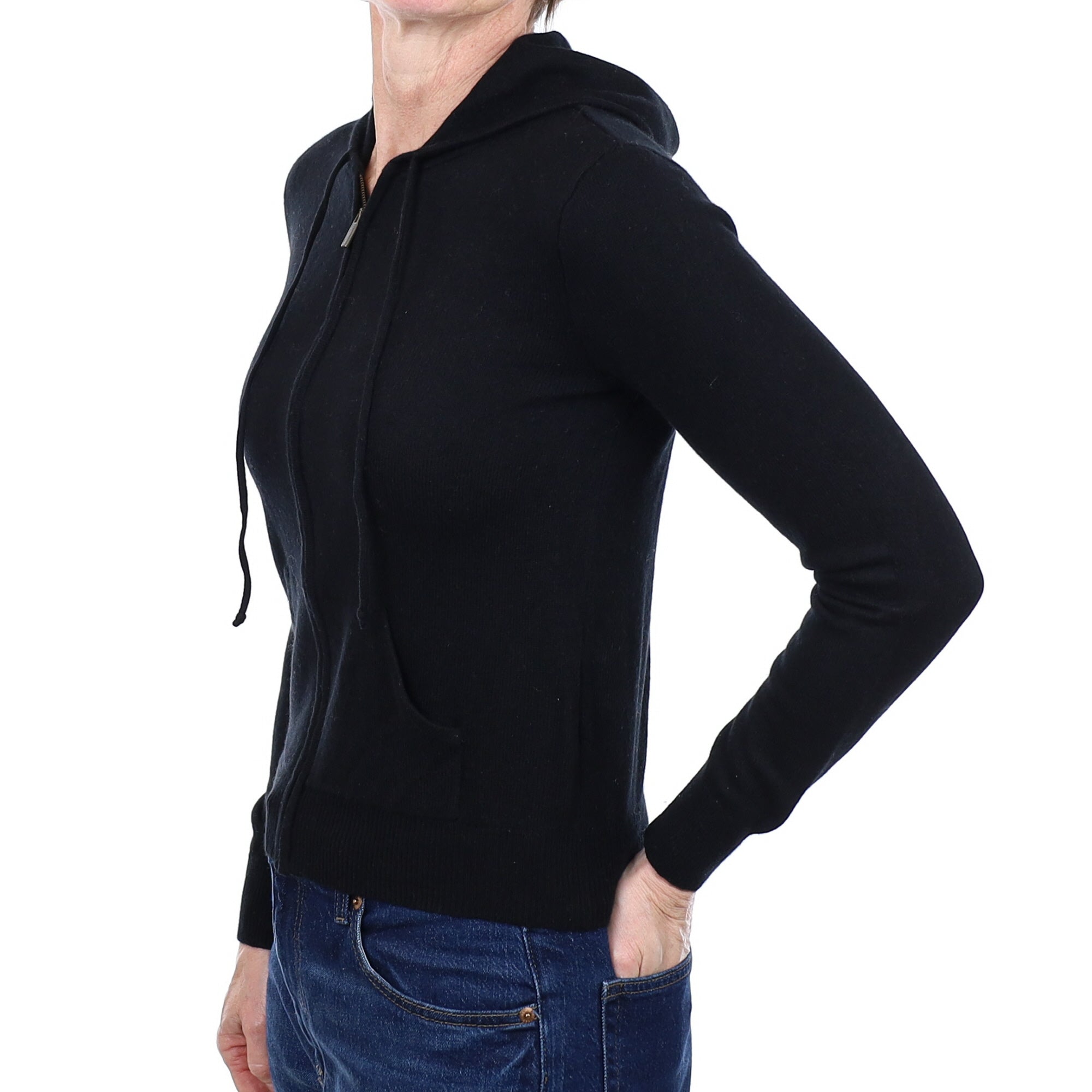 Ralph Lauren Black Cashmere Zip Up Hoodie Small