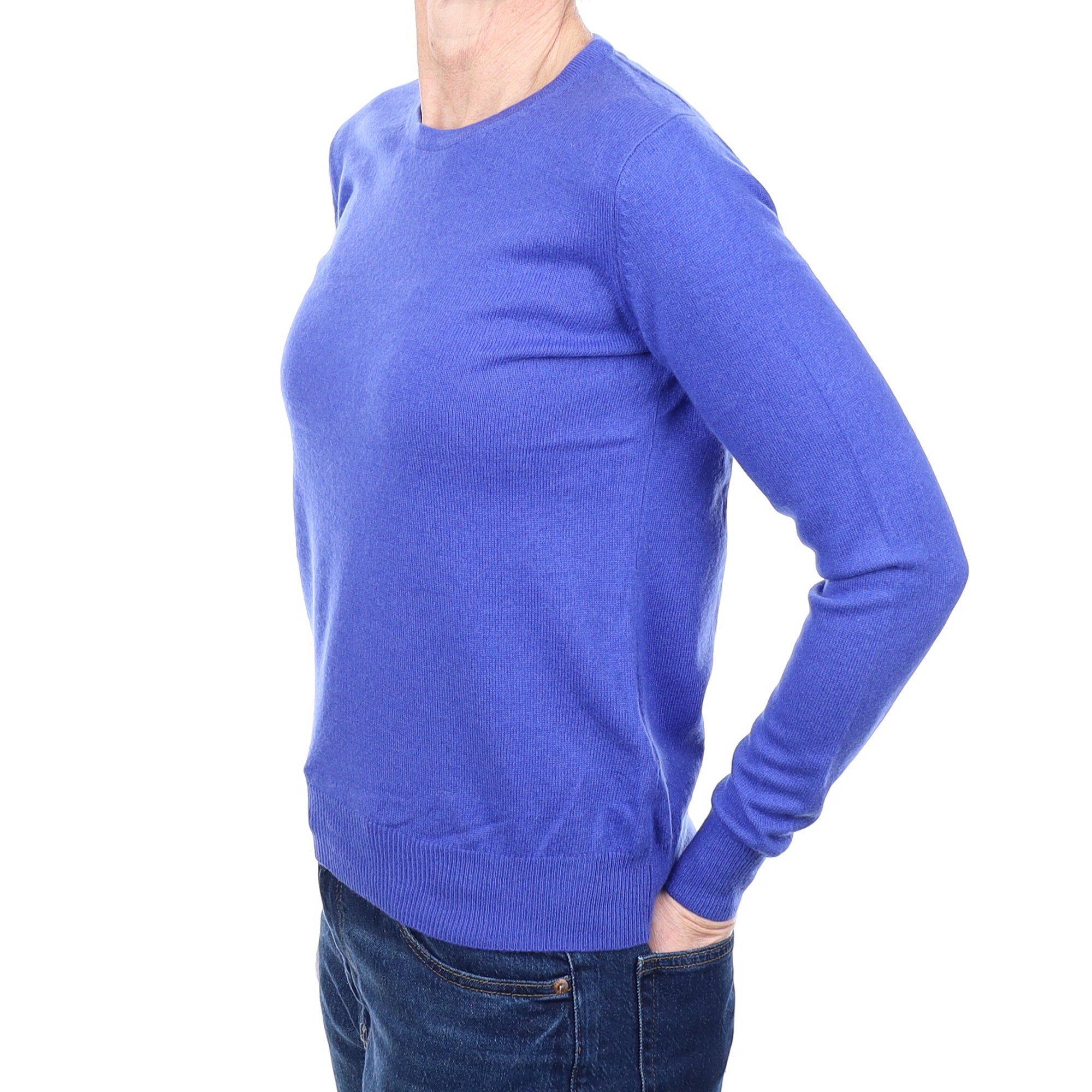 Cobalt Blue Cashmere Crew Neck Jumper Small