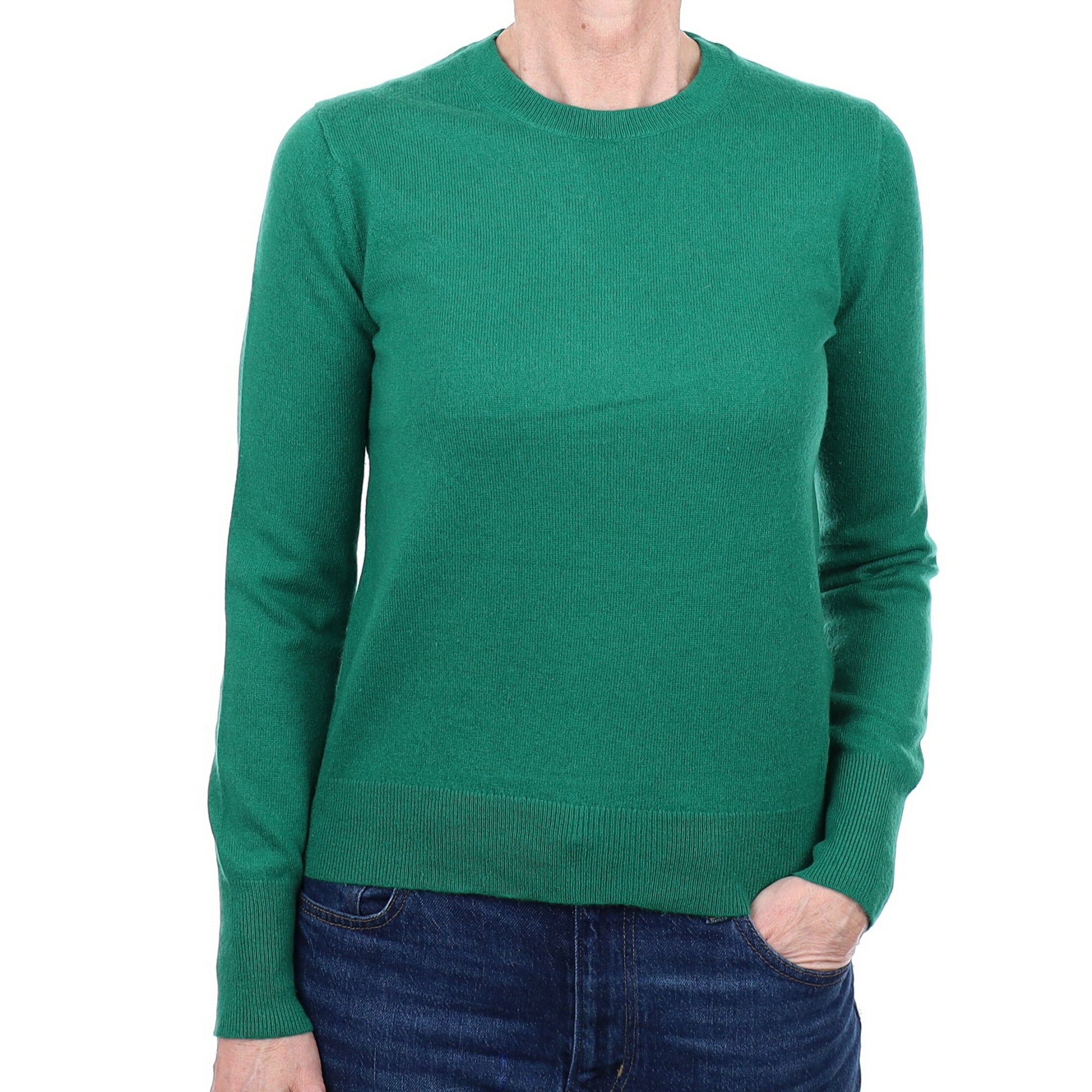 Shamrock Green Cashmere Crew Neck Jumper Small