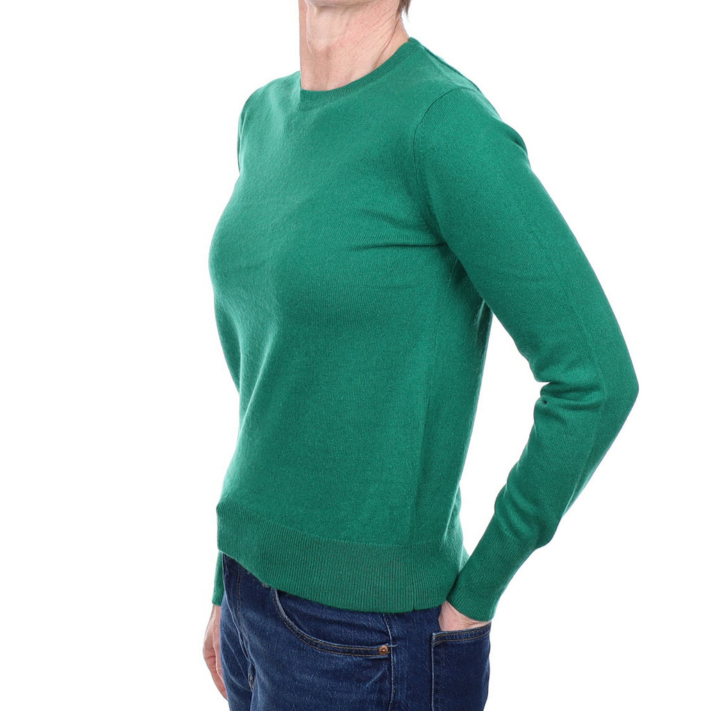 Shamrock Green Cashmere Crew Neck Jumper Small