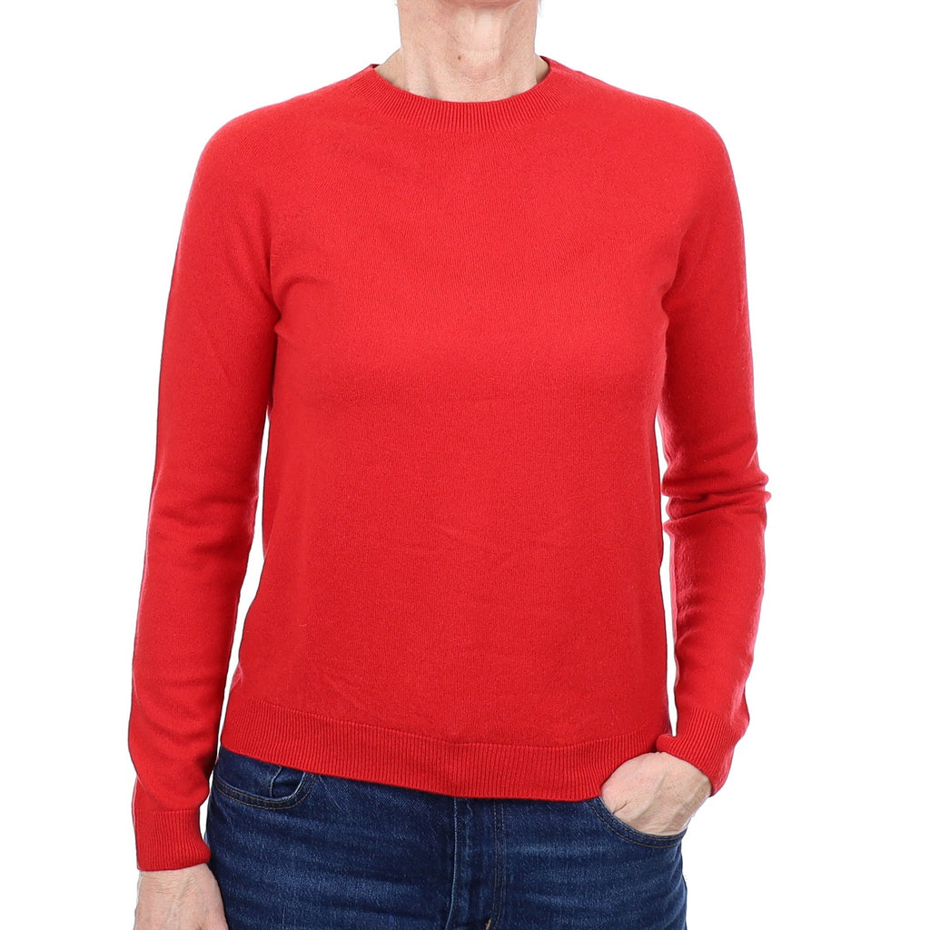 Tomato Red Cashmere Crew Neck Jumper Small
