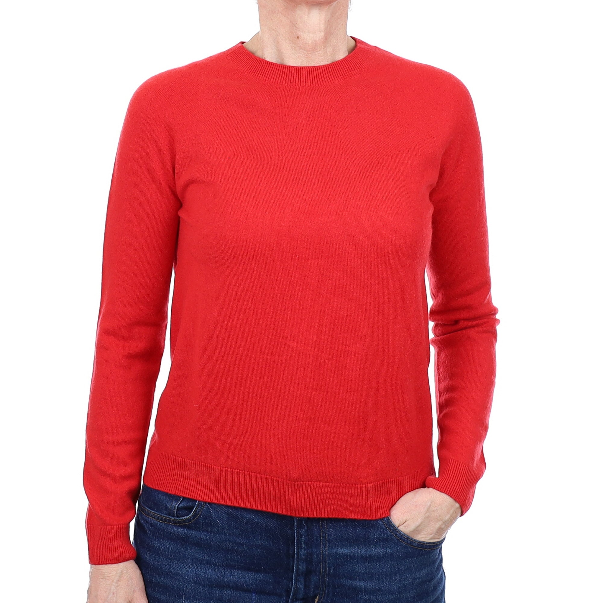 Tomato Red Cashmere Crew Neck Jumper Small