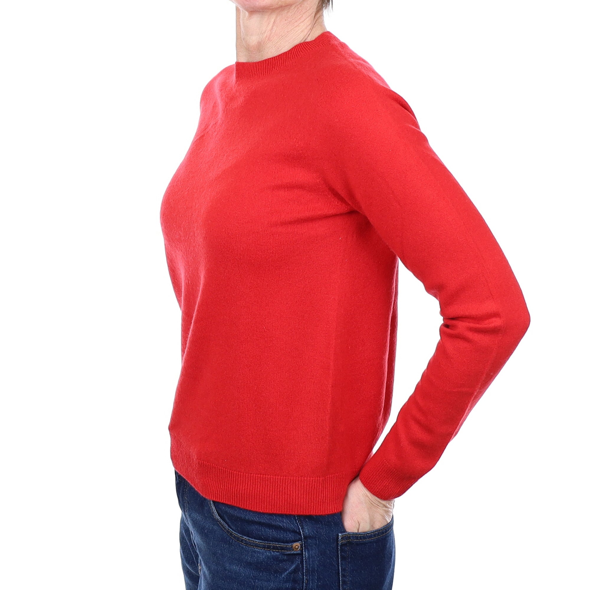 Tomato Red Cashmere Crew Neck Jumper Small