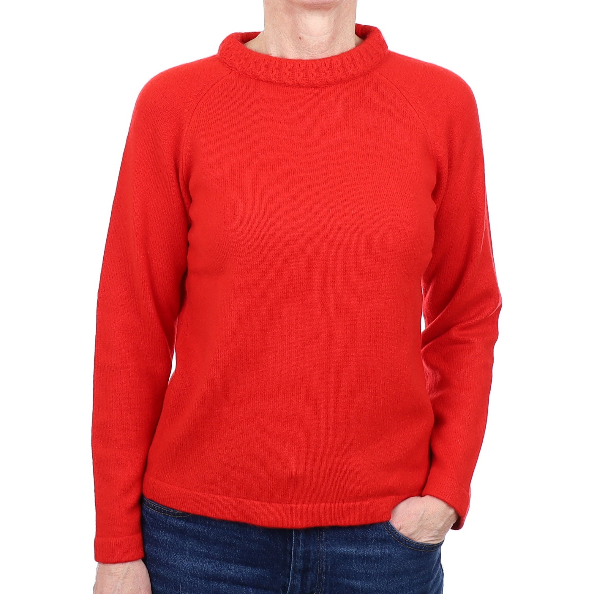 Tomato Red Cashmere Crew Neck Jumper Small