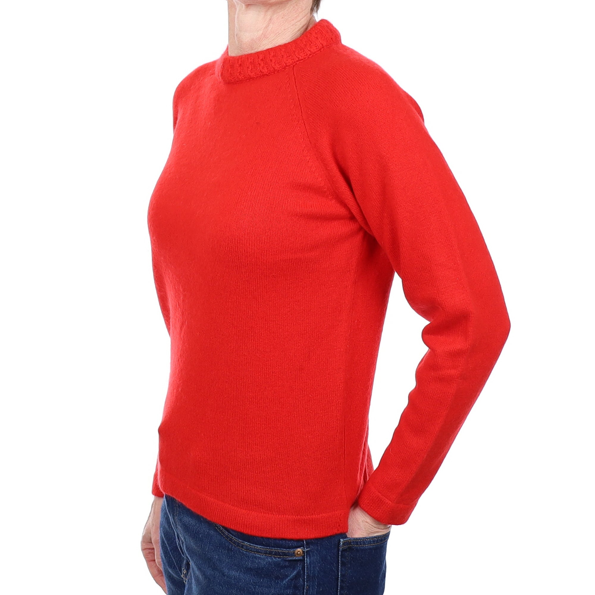 Tomato Red Cashmere Crew Neck Jumper Small