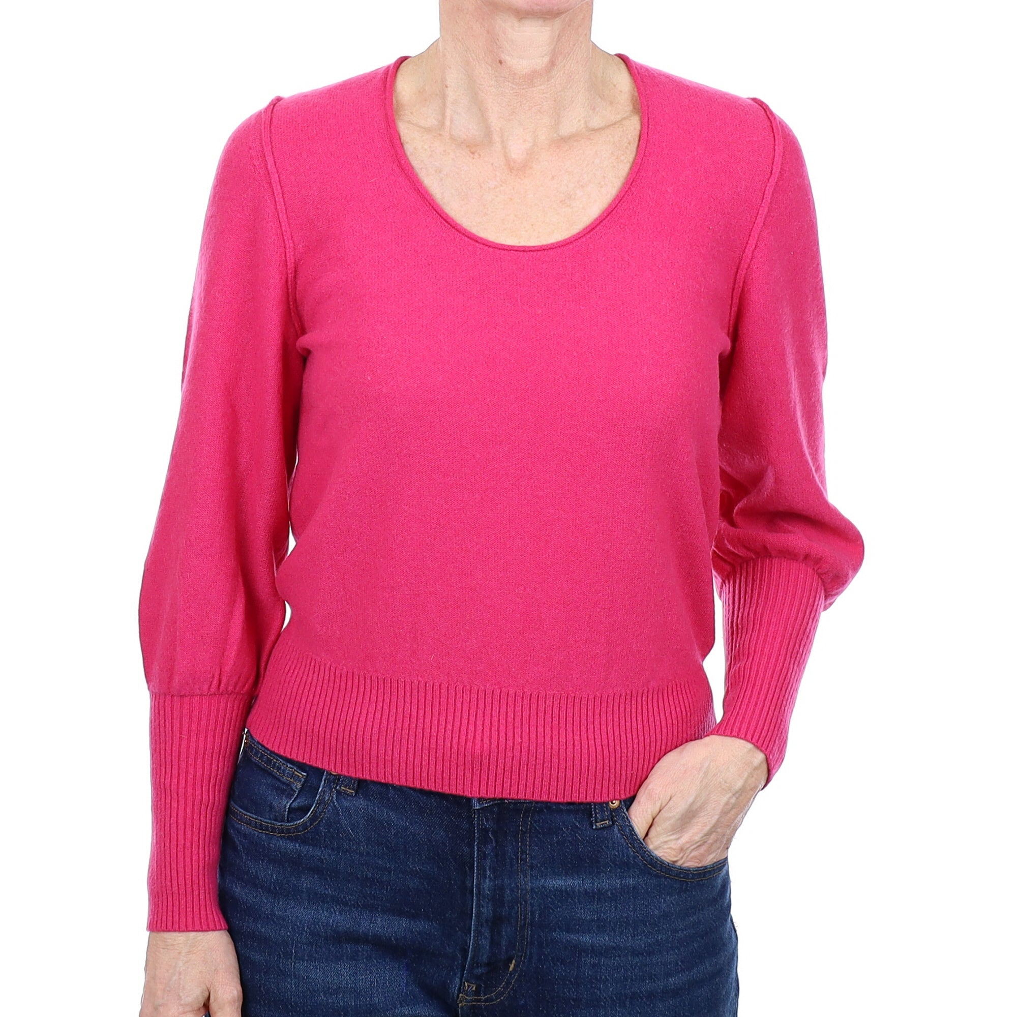 Cashmere Raspberry Pink Scoop Neck Jumper Small