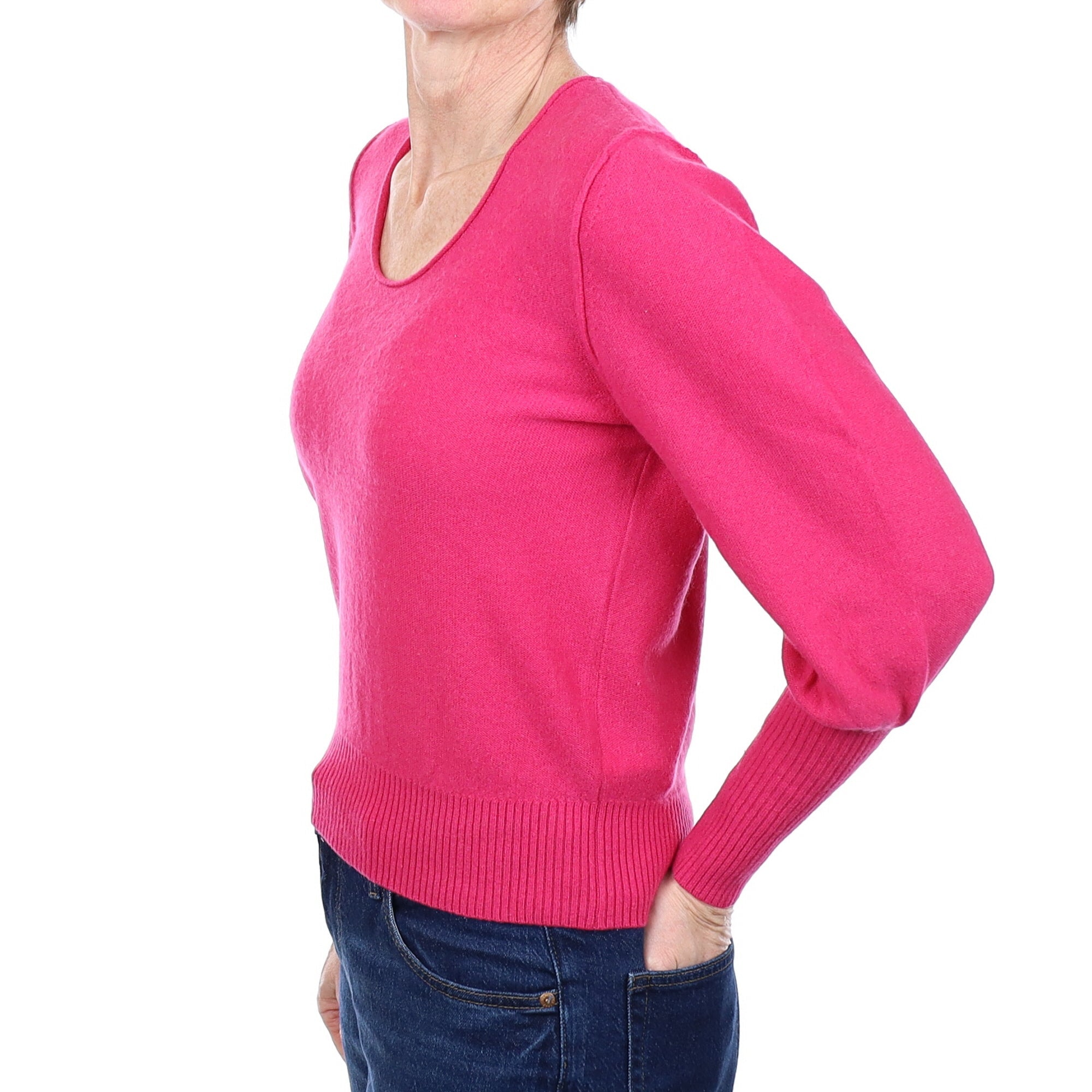 Cashmere Raspberry Pink Scoop Neck Jumper Small