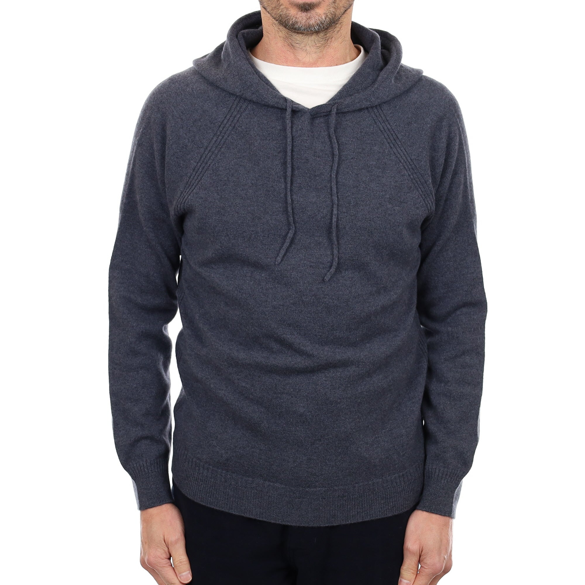 Men's Brand New Scottish Naval Blue Cashmere Hoodie Jumper Small