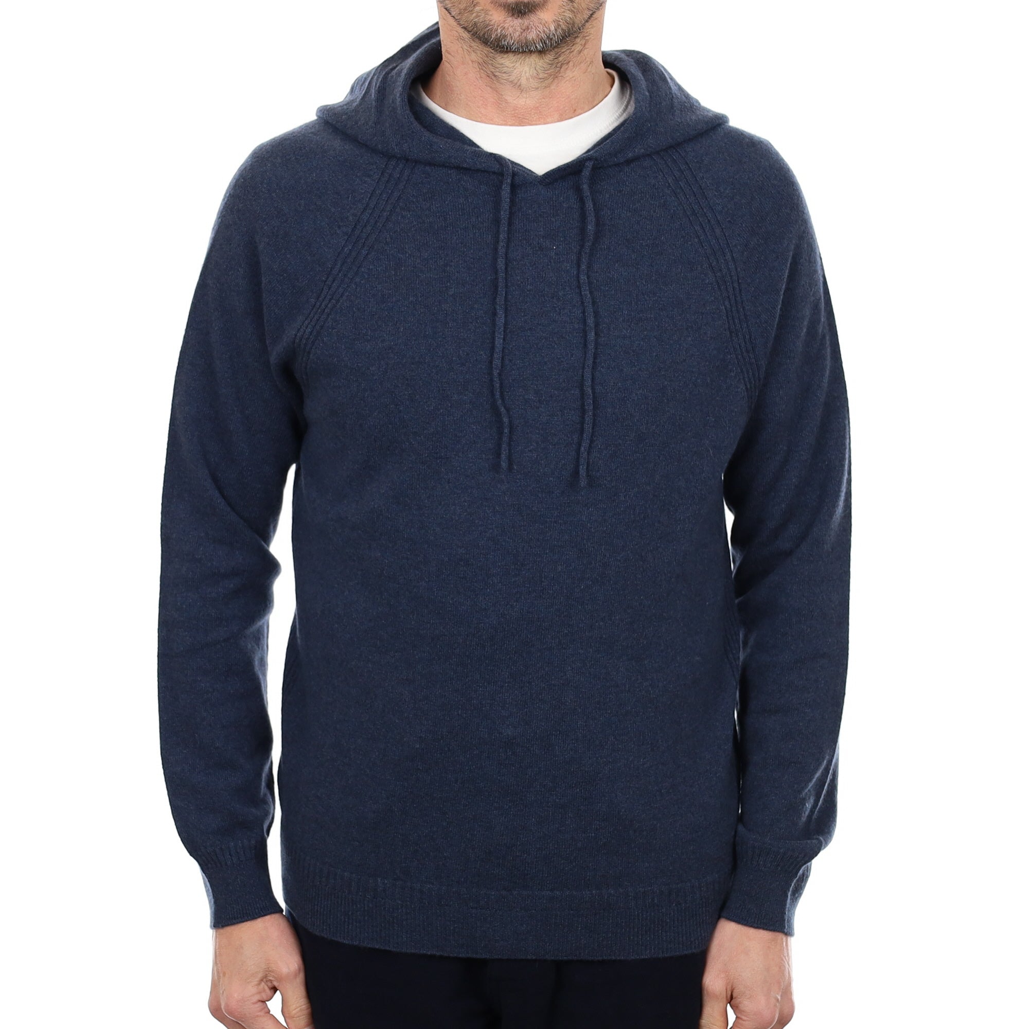 Men's Brand New Scottish Midnight Blue Cashmere Hoodie Jumper Small
