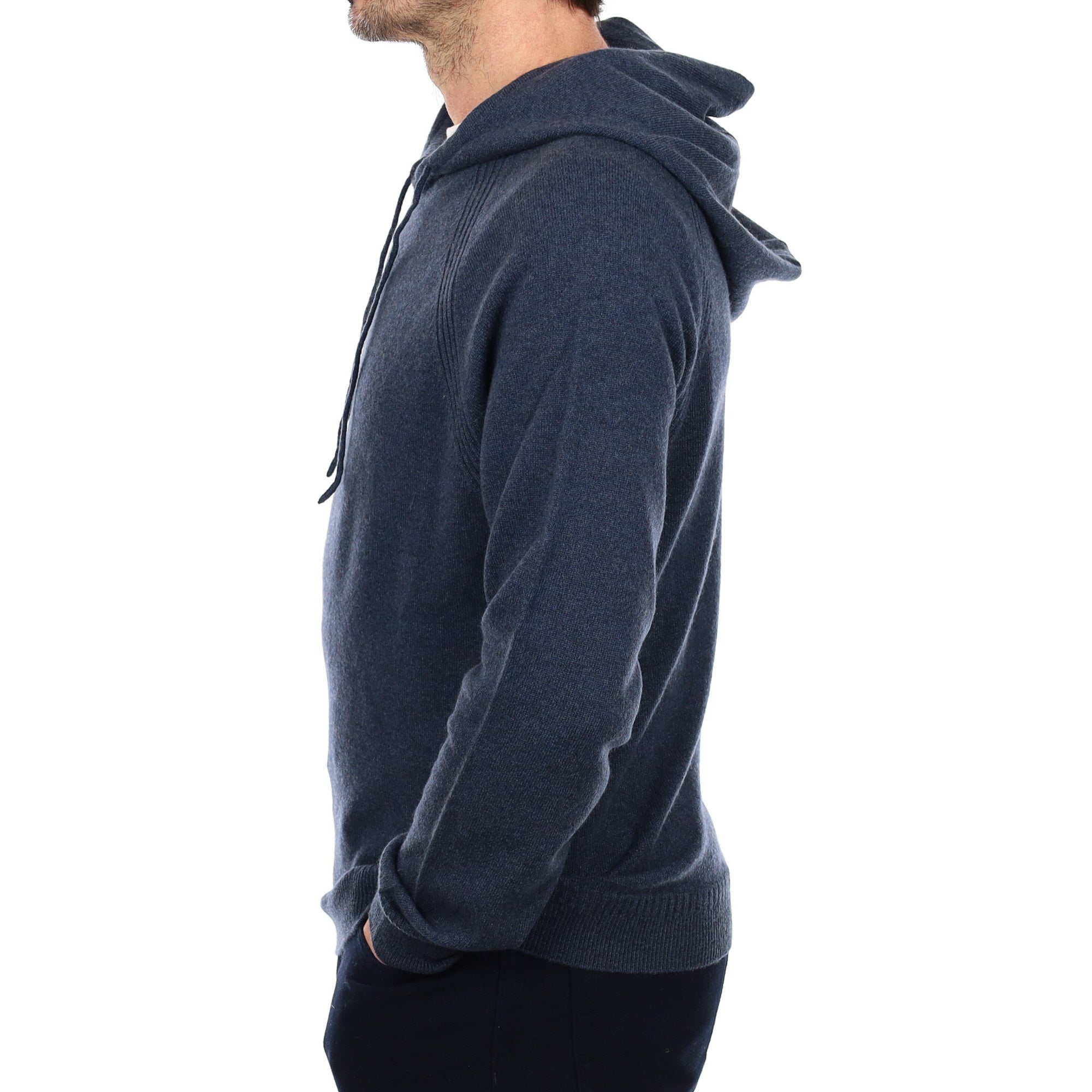 Men's Brand New Scottish Midnight Blue Cashmere Hoodie Jumper Small