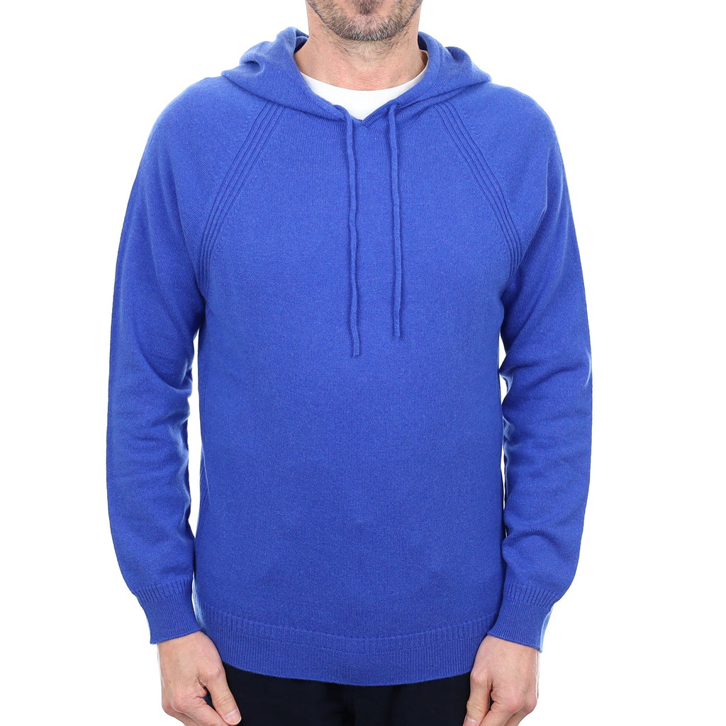 Men’s Brand New Scottish Cobalt Blue Cashmere Hoodie Small