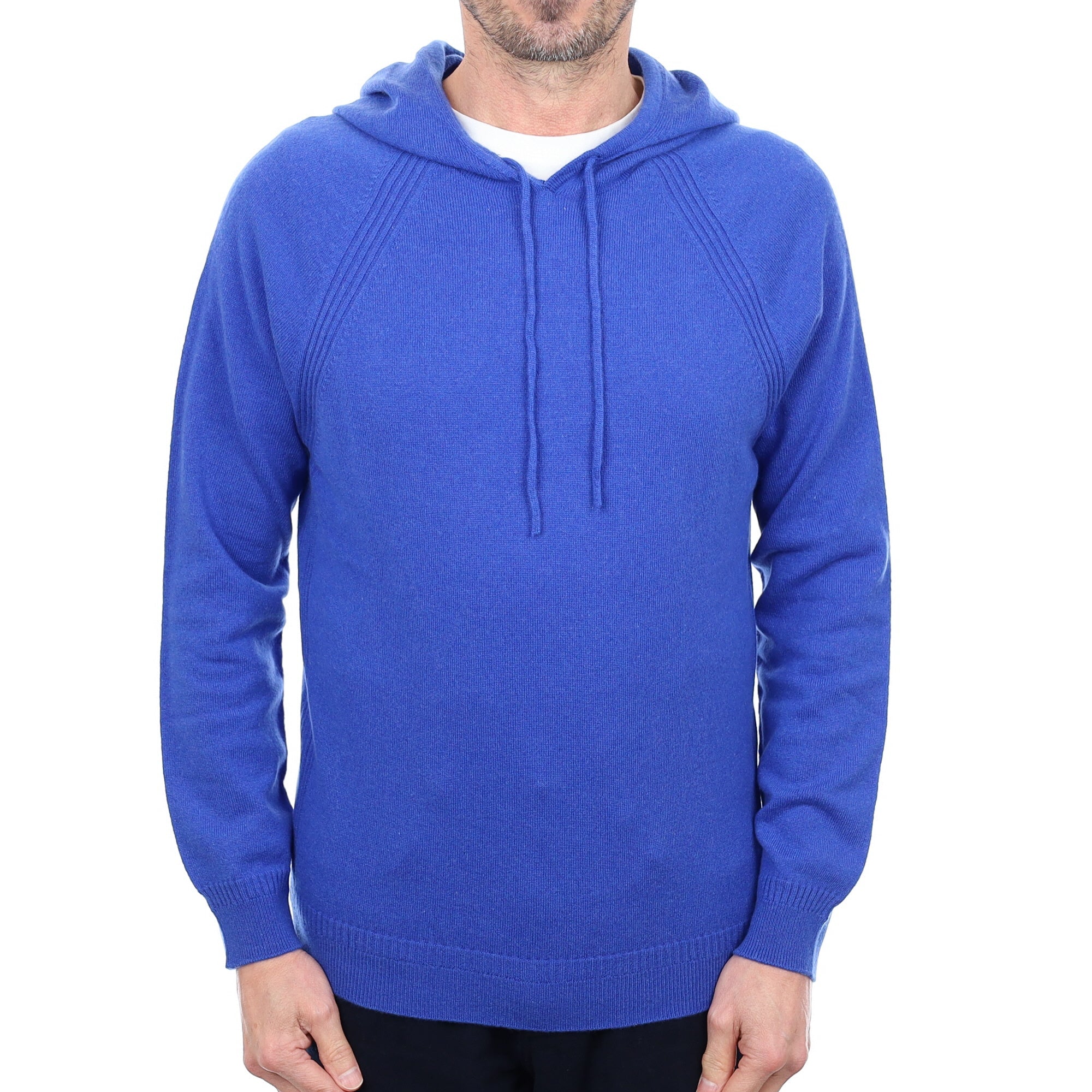 Men’s Brand New Scottish Cobalt Blue Cashmere Hoodie Small