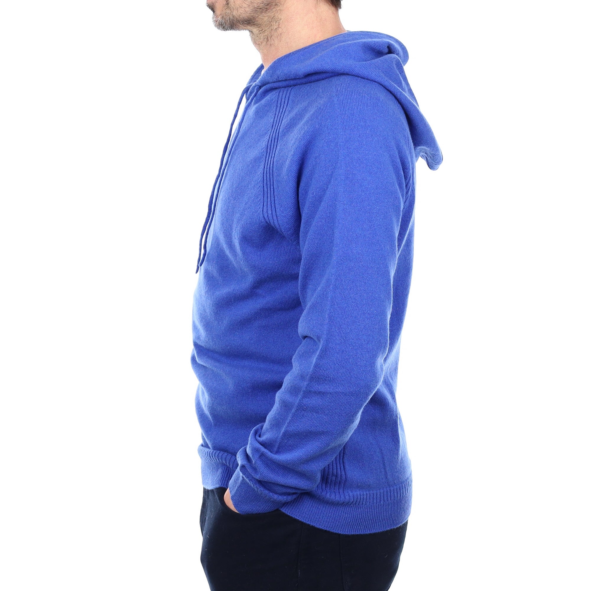 Men’s Brand New Scottish Cobalt Blue Cashmere Hoodie Small