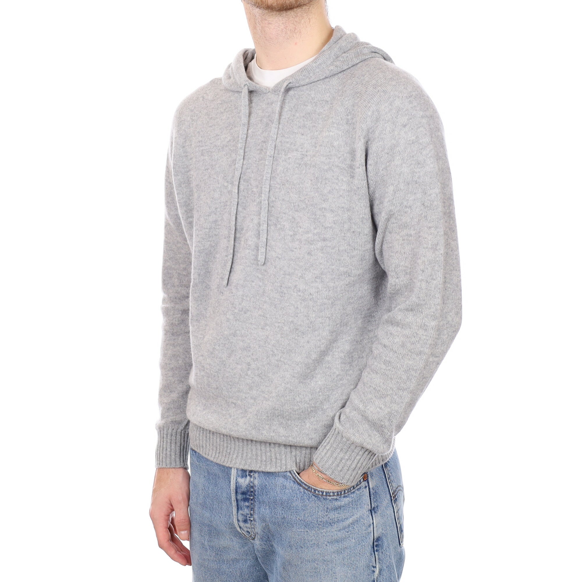 Men's Brand New Scottish Smoke Grey Cashmere Hoodie Jumper Large
