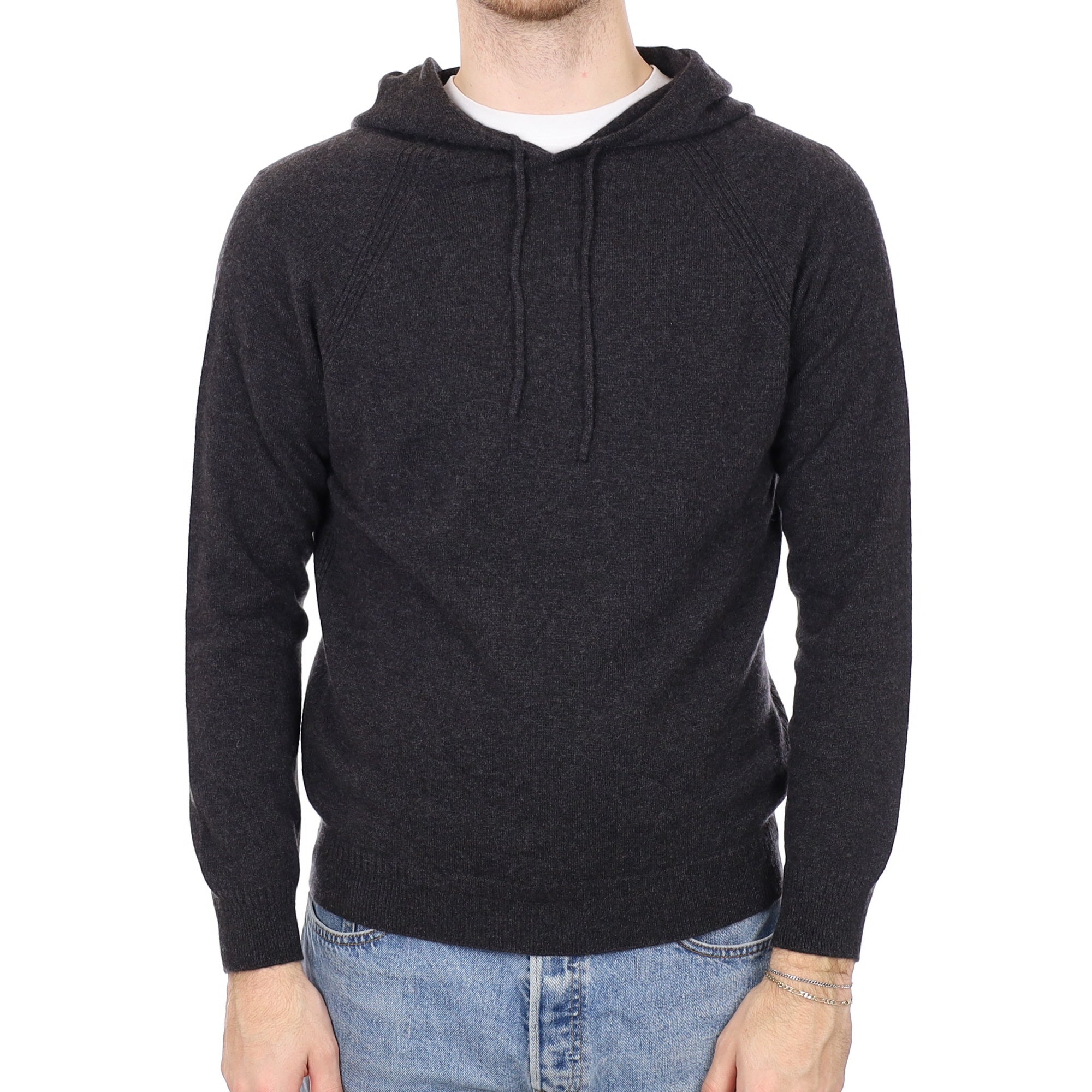 Men's Brand New Scottish Charcoal Grey Cashmere Hoodie Jumper Large