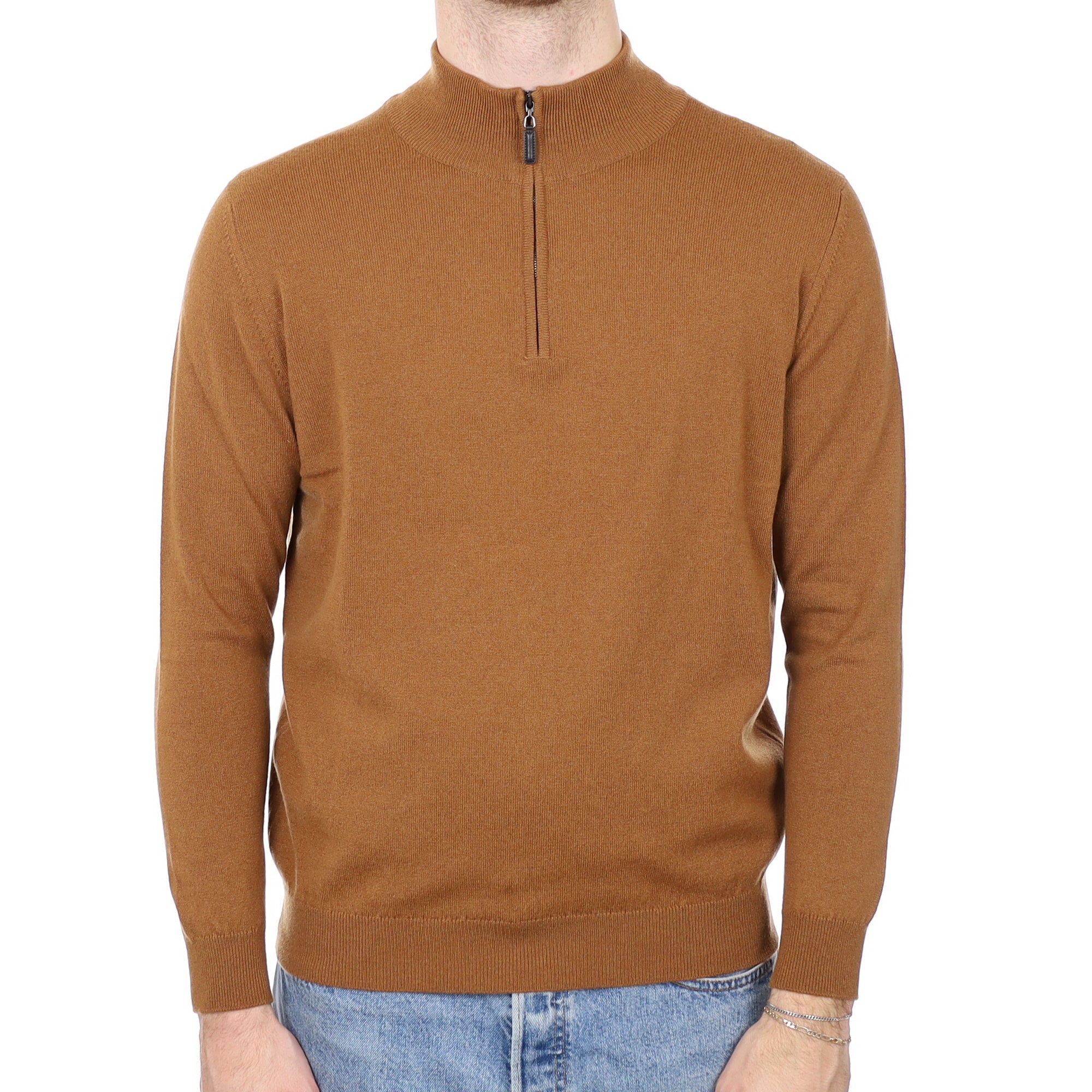 Men’s Brand New Scottish Cinnamon Cashmere Quarter Zip Jumper Small