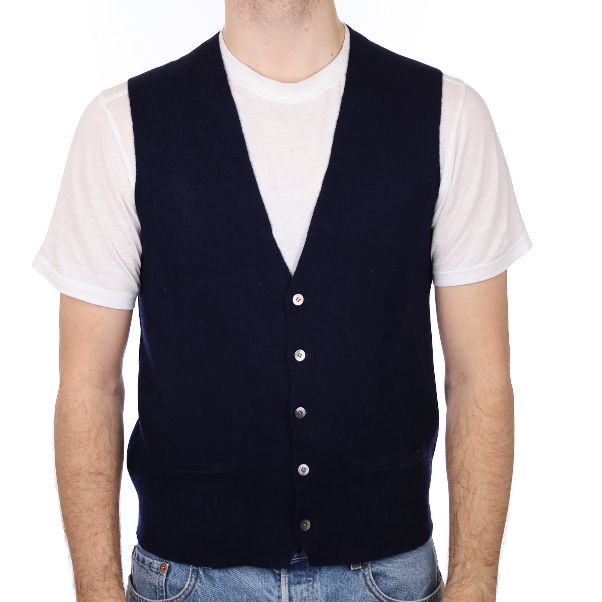 Men's Cashmere V Neck Waistcoat Medium