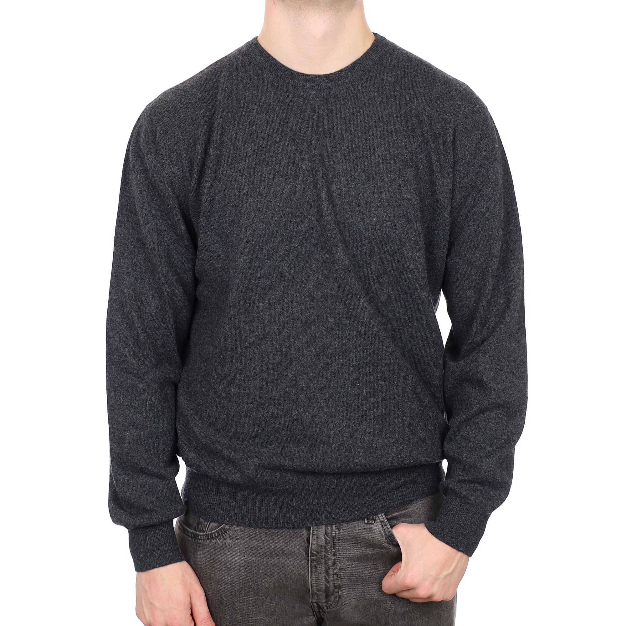 Men's Charcoal Grey Cashmere Crew Neck Jumper XXL
