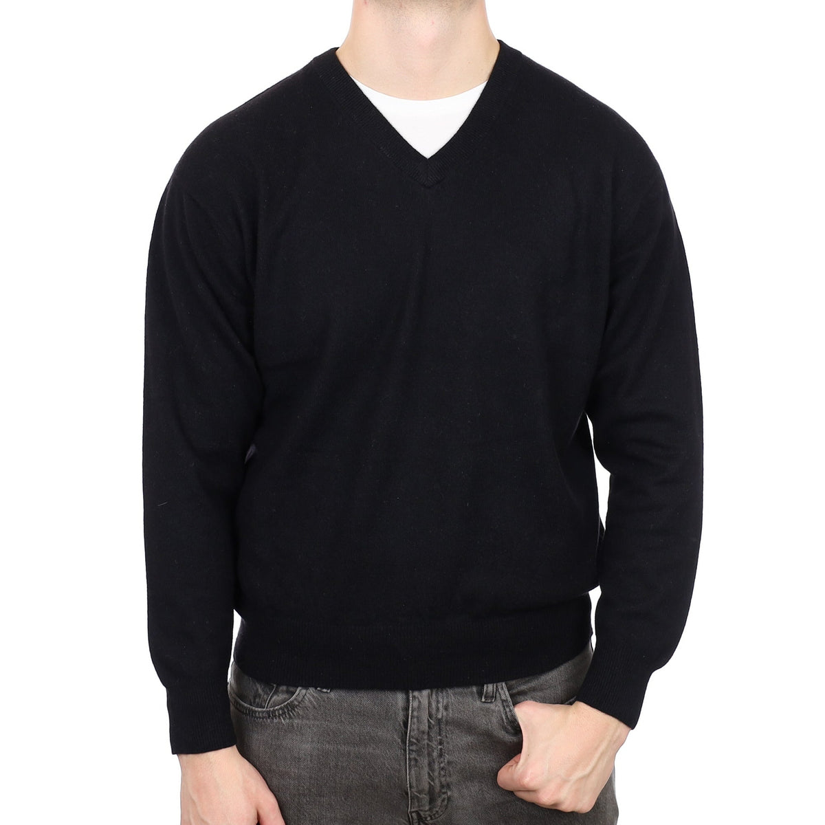 Men's Cashmere V Neck Jumper XL