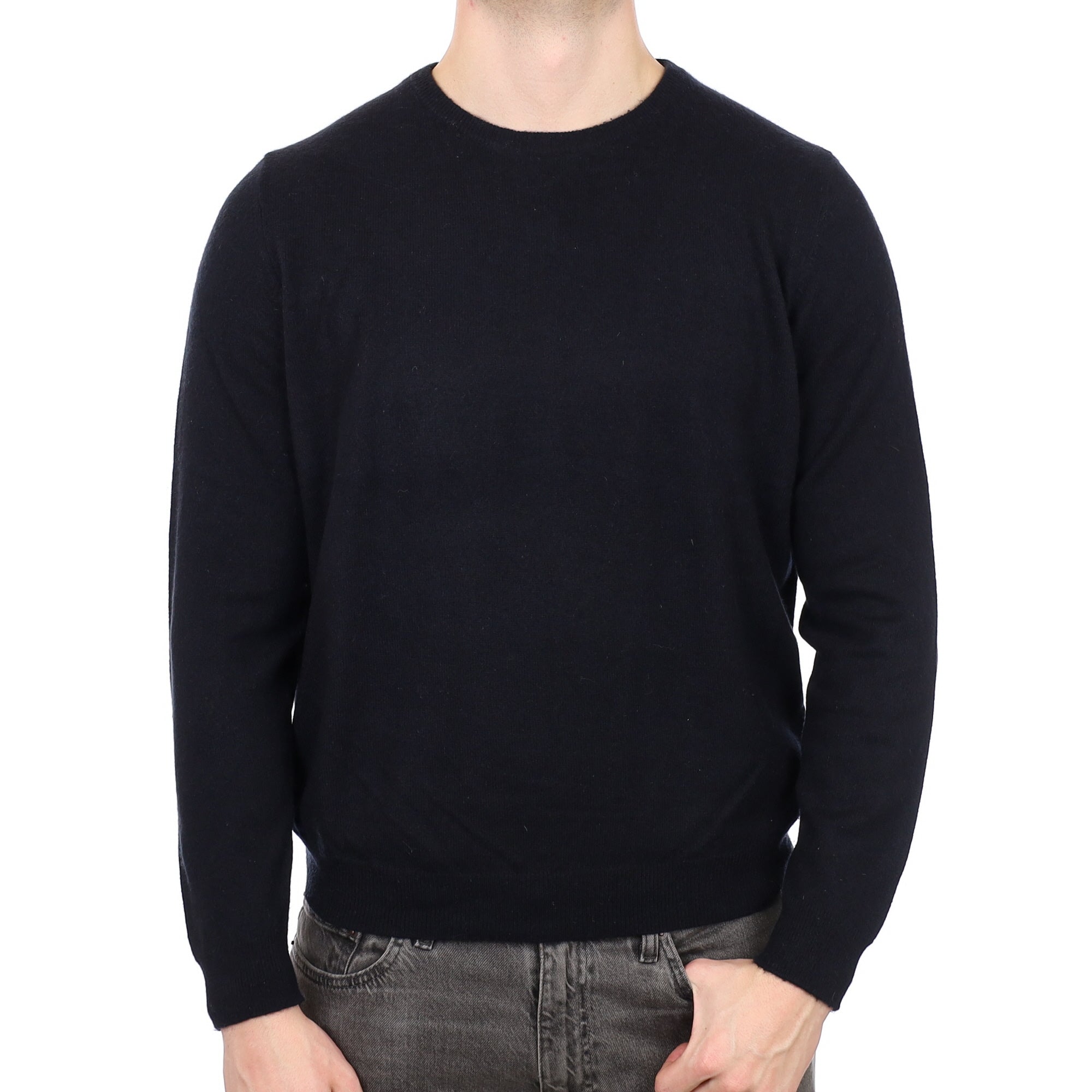 Men's Black  Cashmere Crew Neck Jumper XL