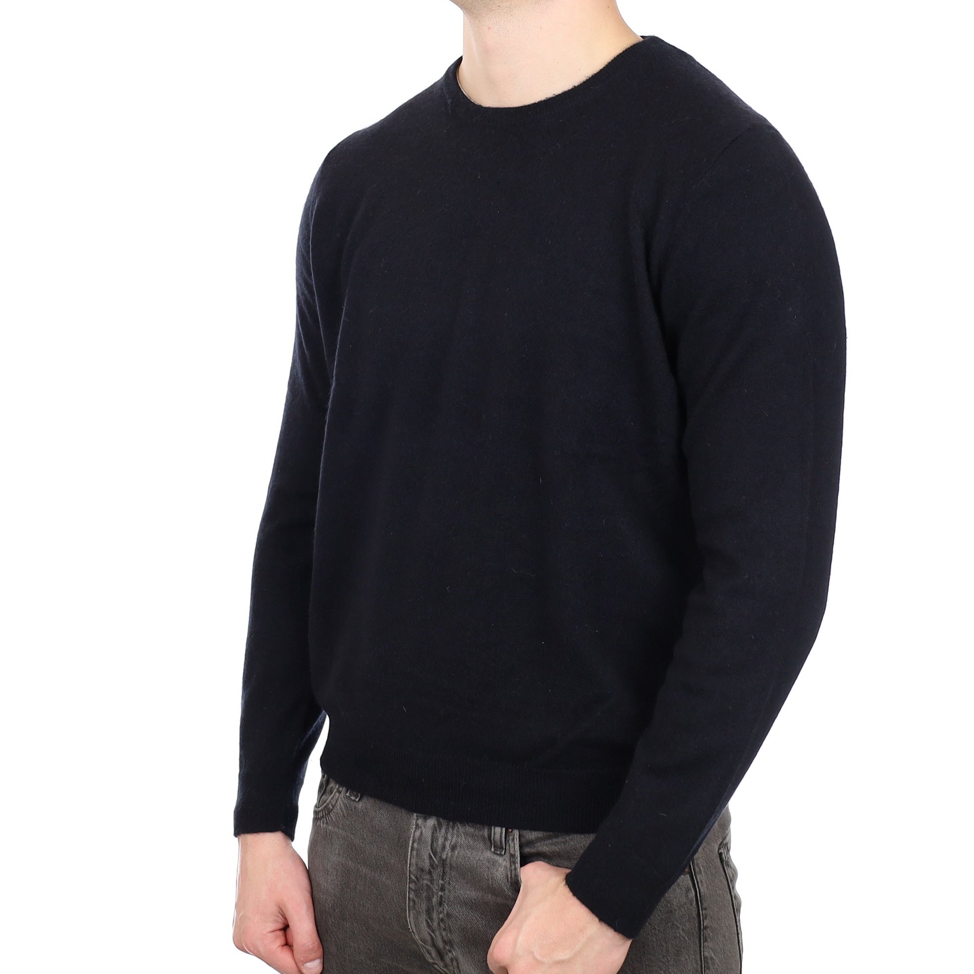 Men's Black  Cashmere Crew Neck Jumper XL