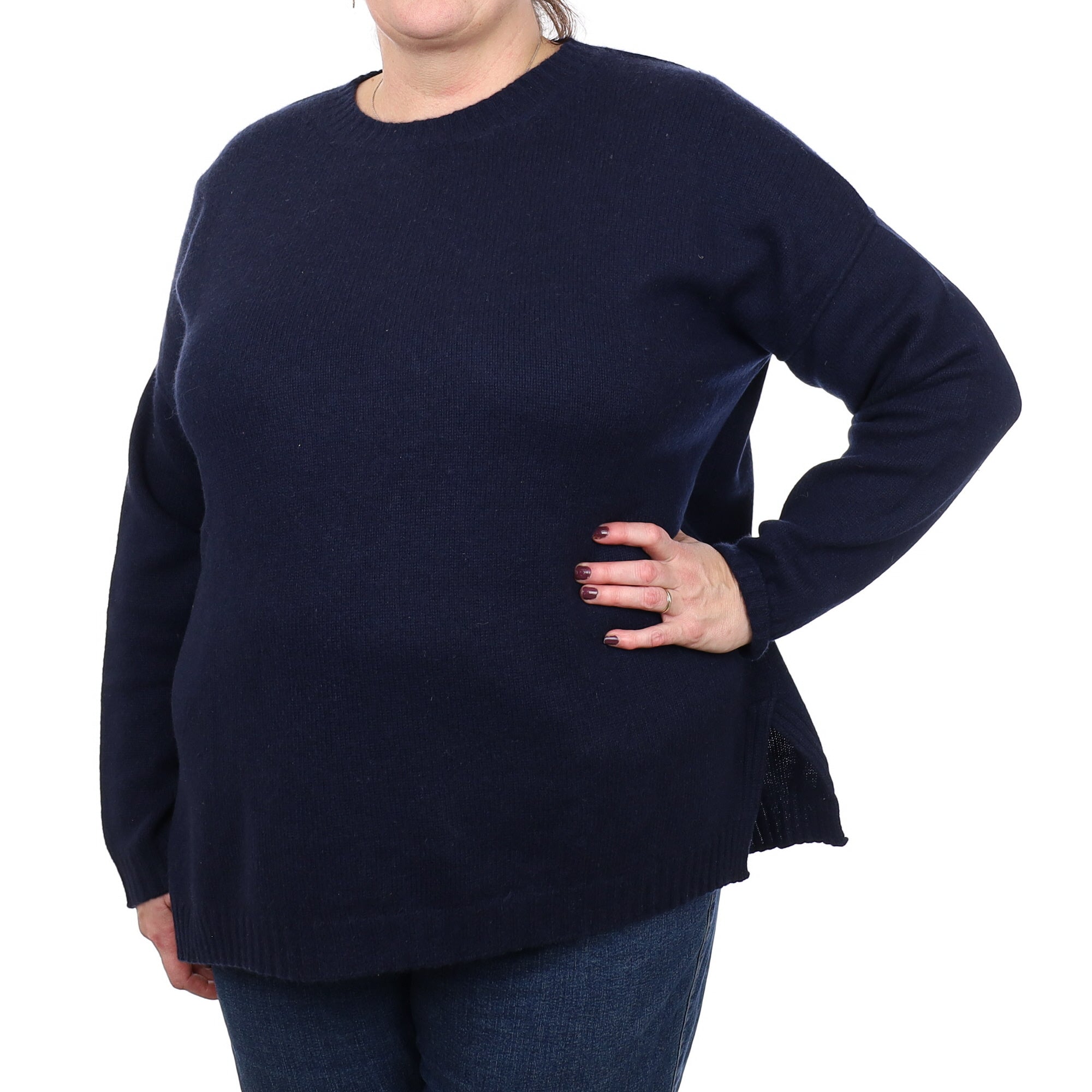 Navy Blue Cashmere Crew Neck Jumper Extra Large
