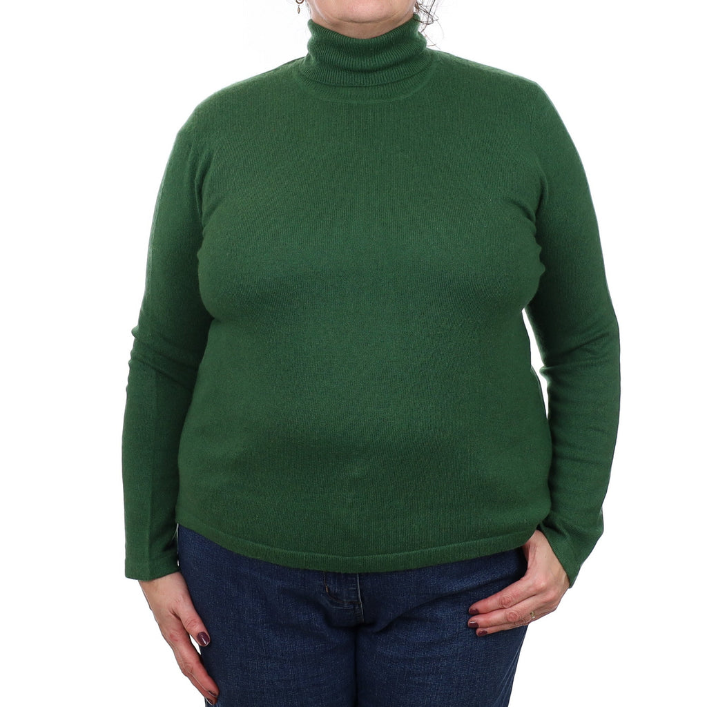 Pine Green Cashmere Polo Neck Jumper Extra Large