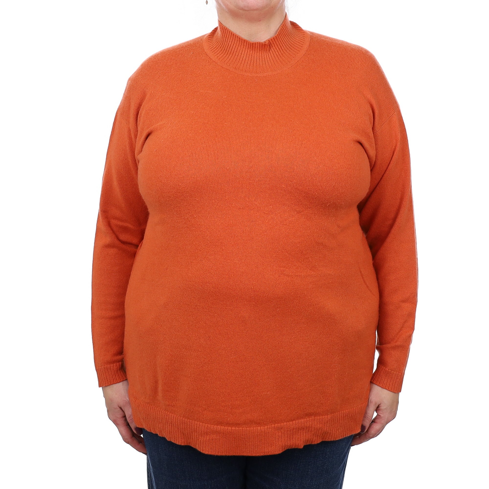 Pumpkin Orange Cashmere Turtle Neck Jumper Extra Large